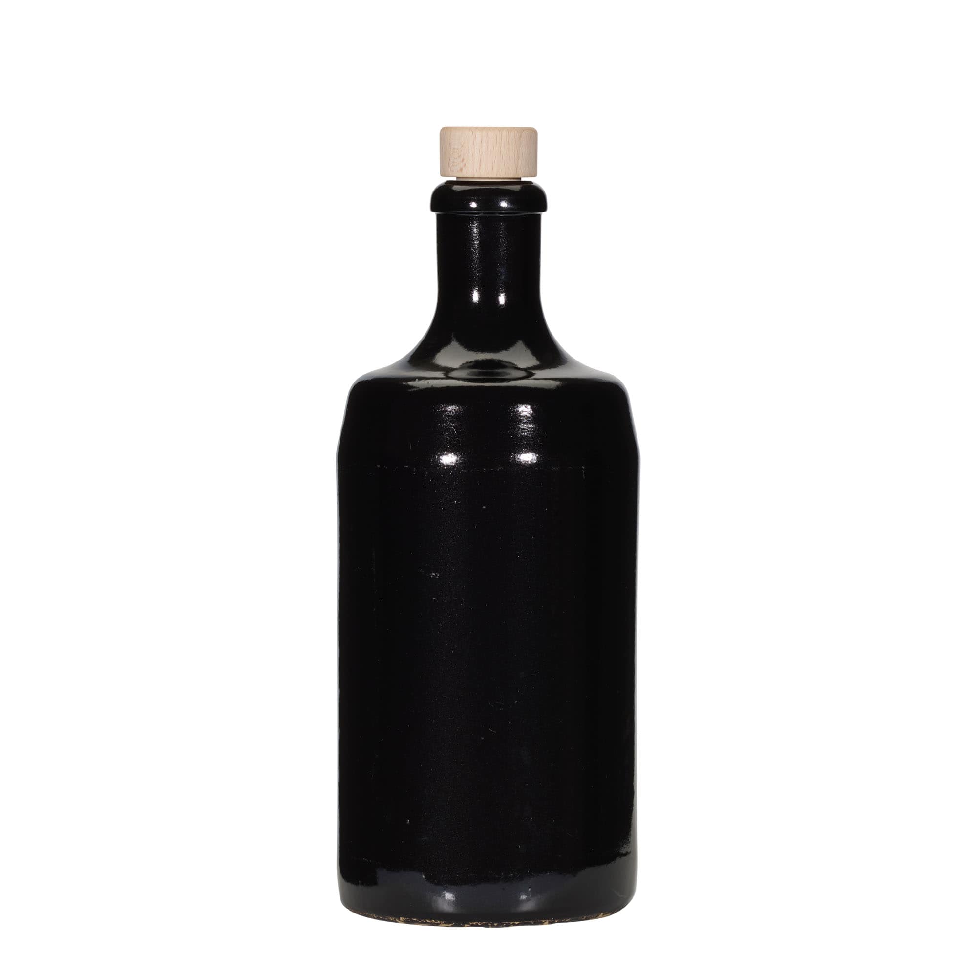 700 ml glineni vrč „Calvados, kamenina, crni, otvor: pluta“