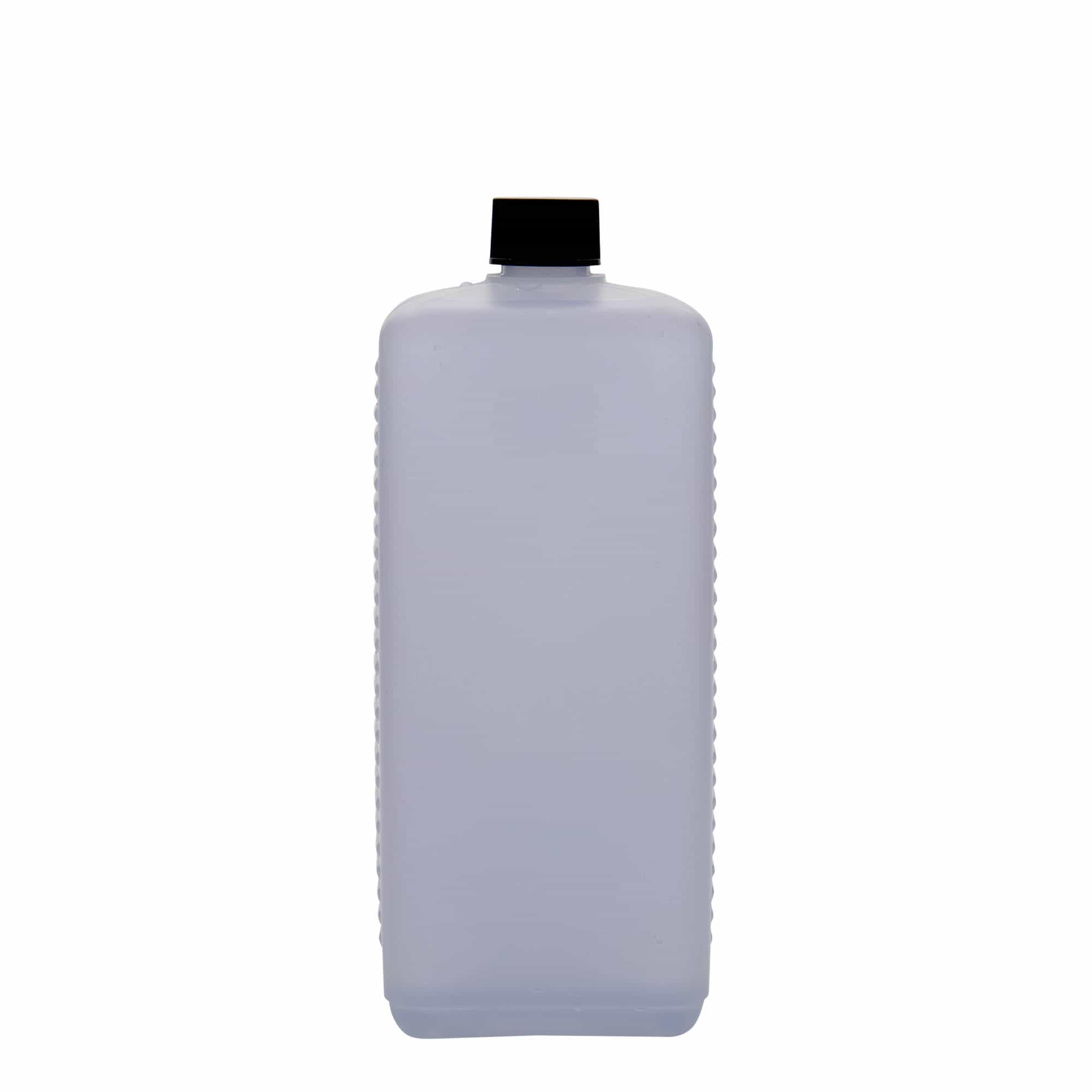 Kanister flaša 1.000 ml, kvadratna, HDPE plastika, prirodna, otvor: DIN 25 EPE