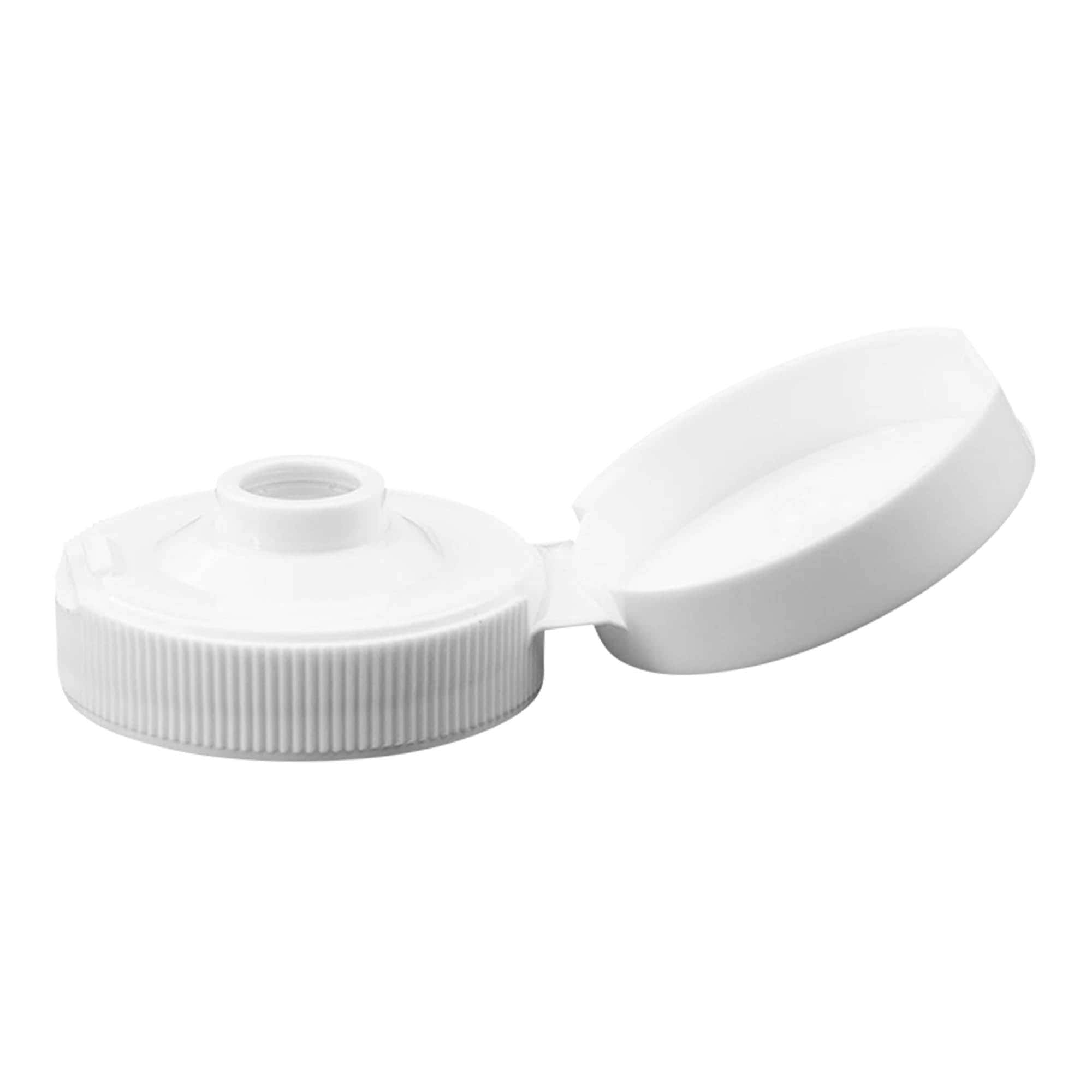 Zakrivni poklopac s navojem, preklopni šarnir, PP-plastika, bijela, za grlo: 38/400