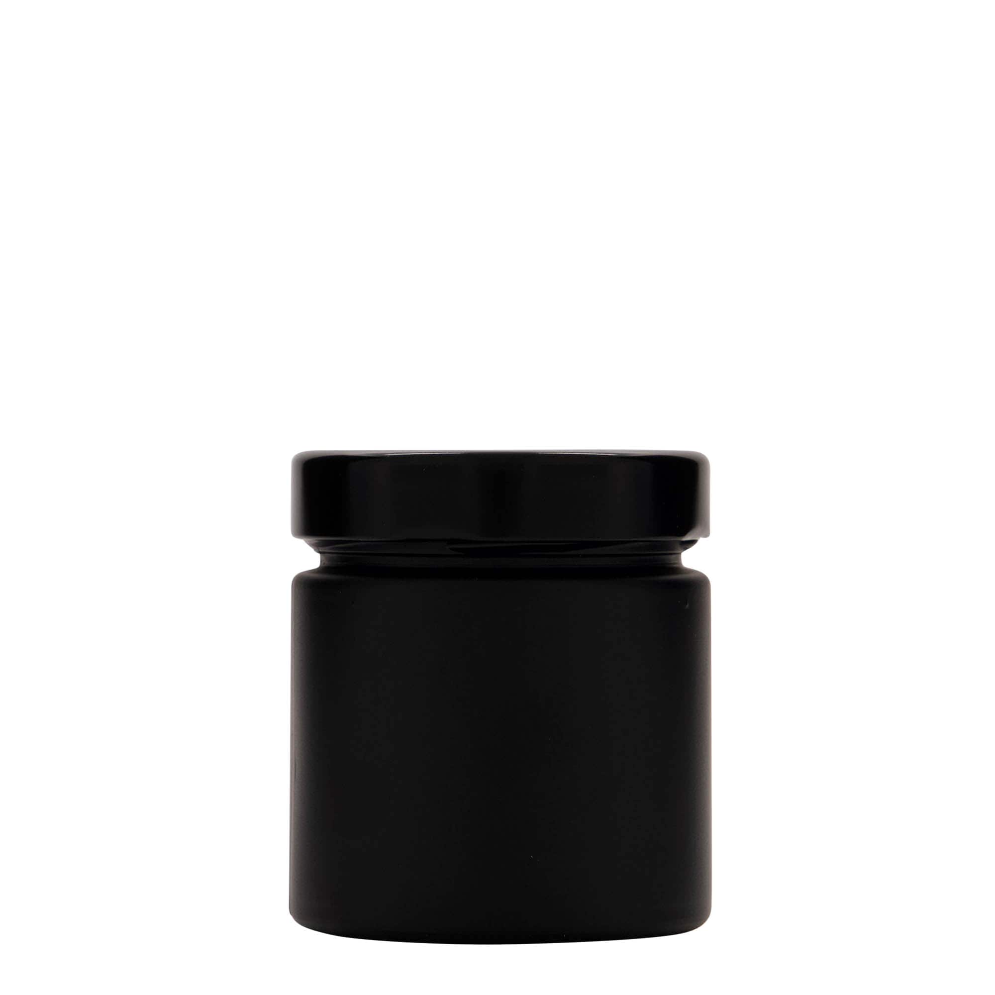 220 ml okrugla staklena posuda 'Aurora', crna, otvor: Deep-Twist-Off (DTO 66)