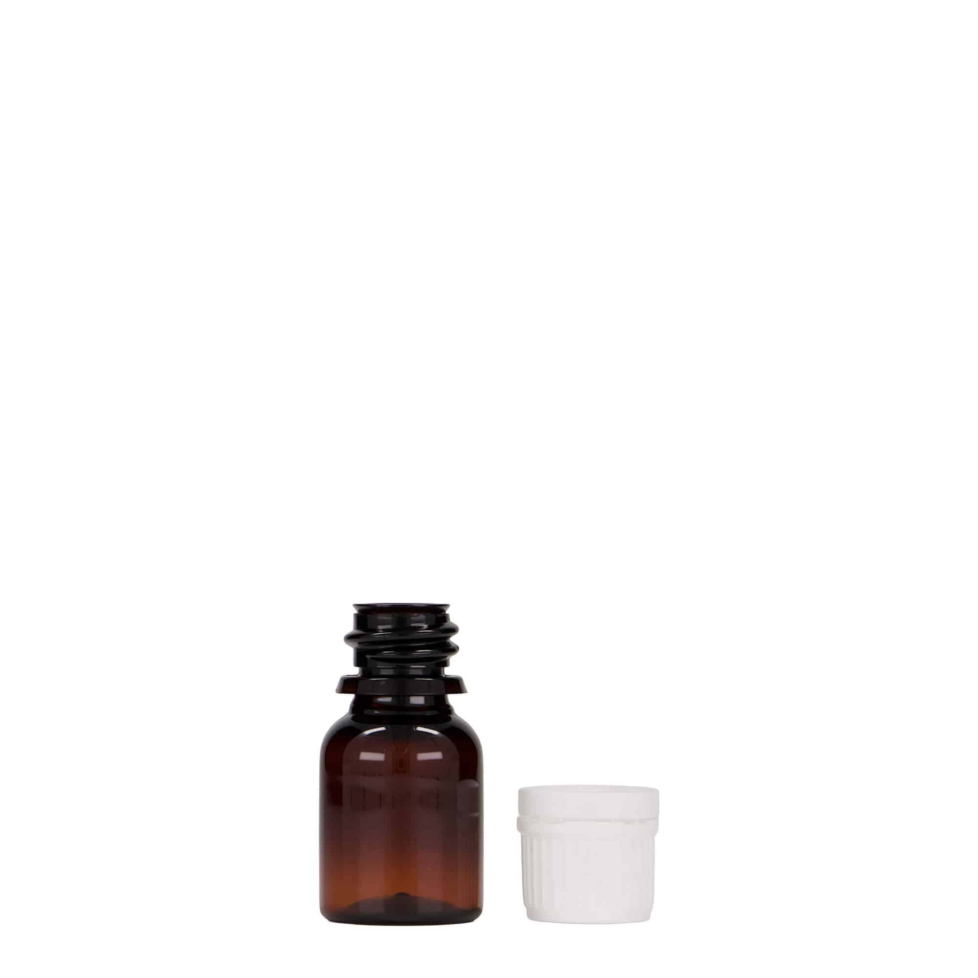 10 ml PET-medicinska boca 'Easy Living', smeđa, plastika, grlo: DIN 18