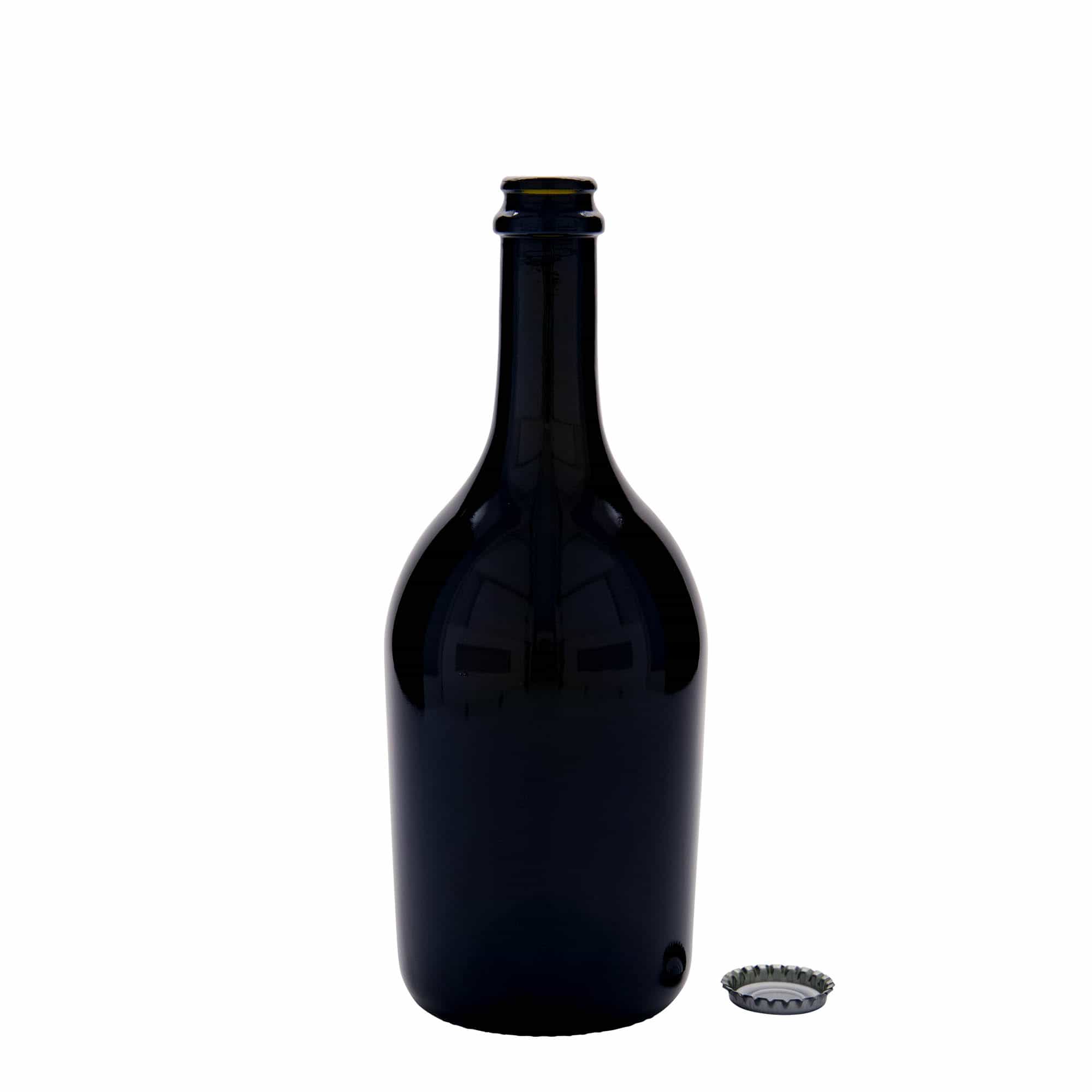 Flaša za pivo/pjenušac 750 ml 'Butterfly', staklo, antikno zelena, otvor: Krunski čep