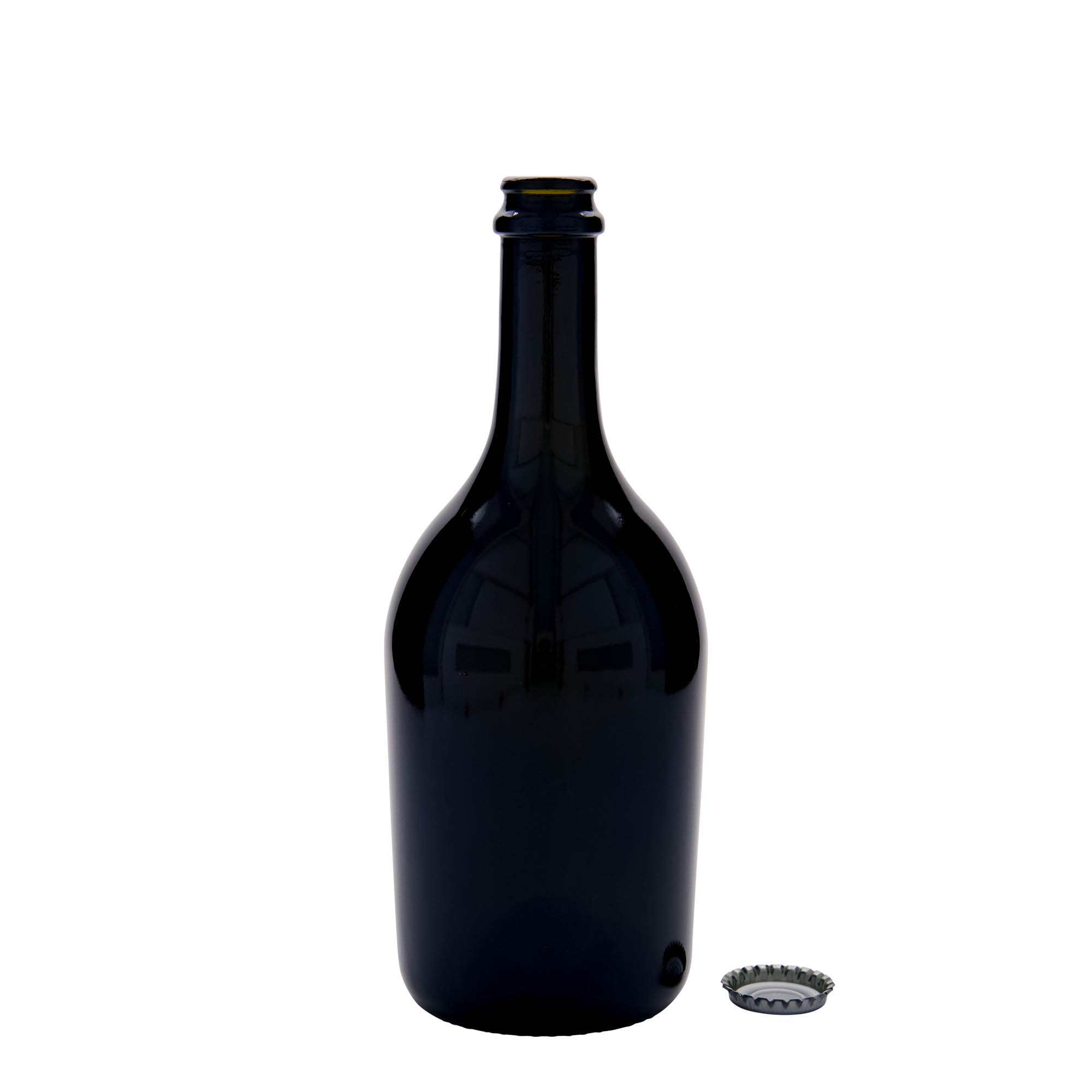 750 ml boca za pivo/šampanjac 'Butterfly', staklo, antikno zelena, grlo: krunski čep