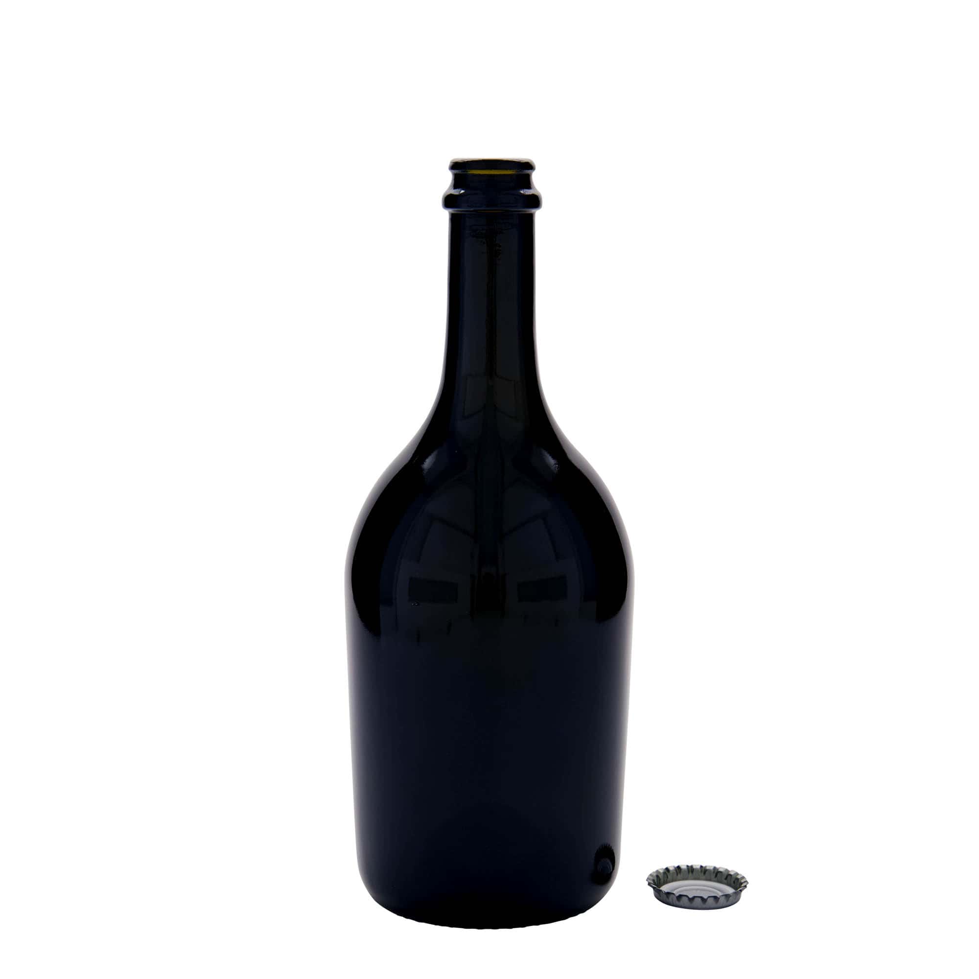 750 ml boca za pivo/šampanjac „Butterfly“, staklo, antikno zelena, grlo: krunski čep