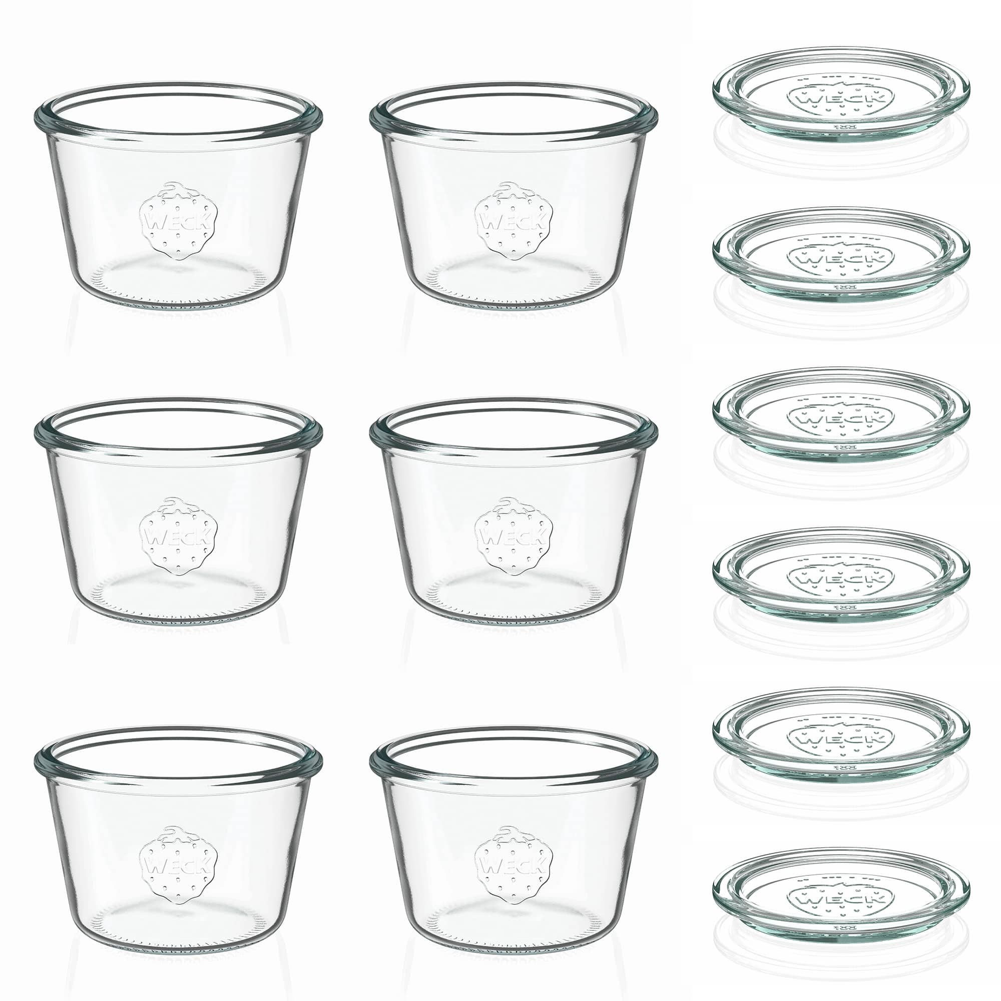 6x 370 ml WECK staklenka za preokretanje sa staklenim poklopcem RR 100