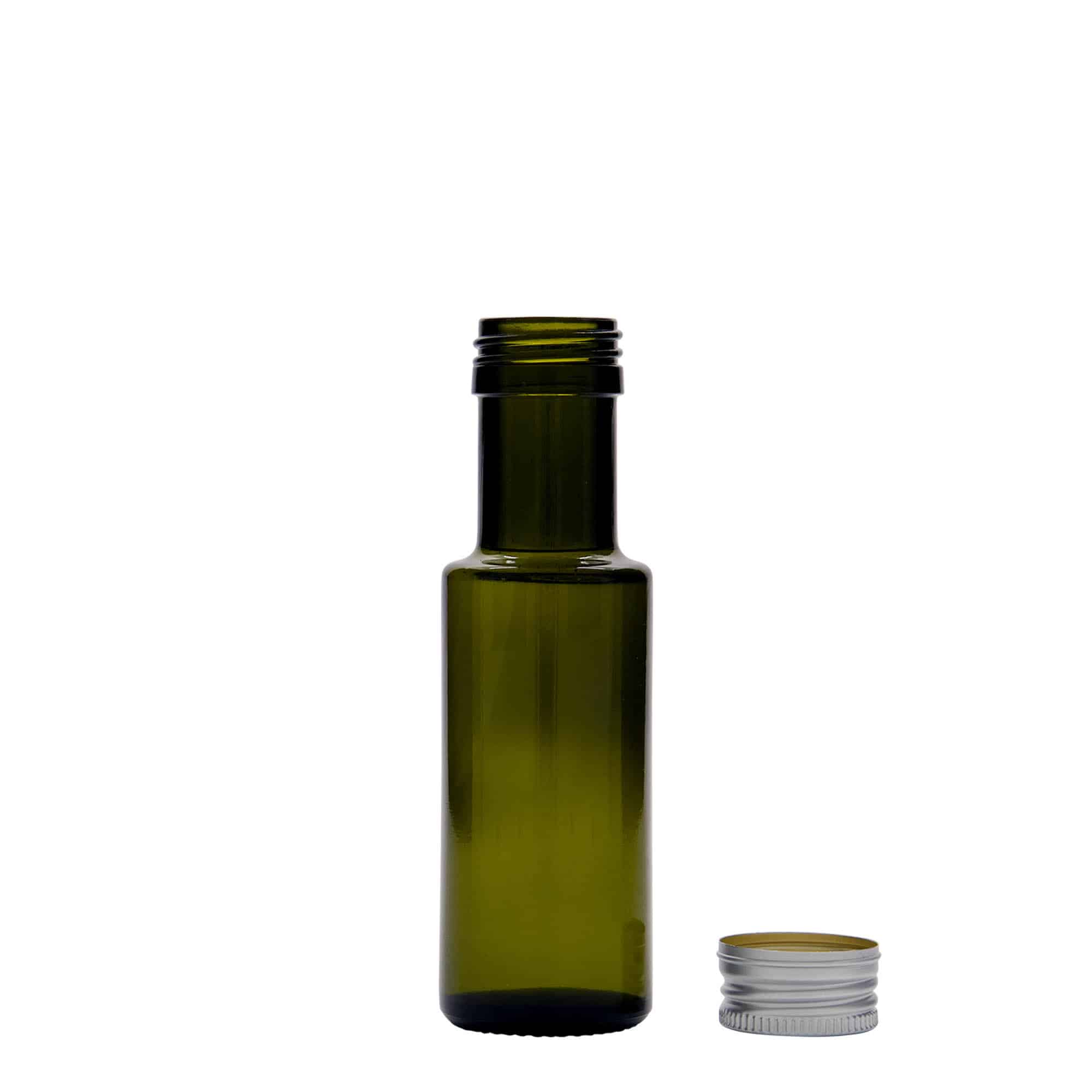 Staklena flaša 100 ml 'Dorica', antikno zelena, otvor: PP 31,5