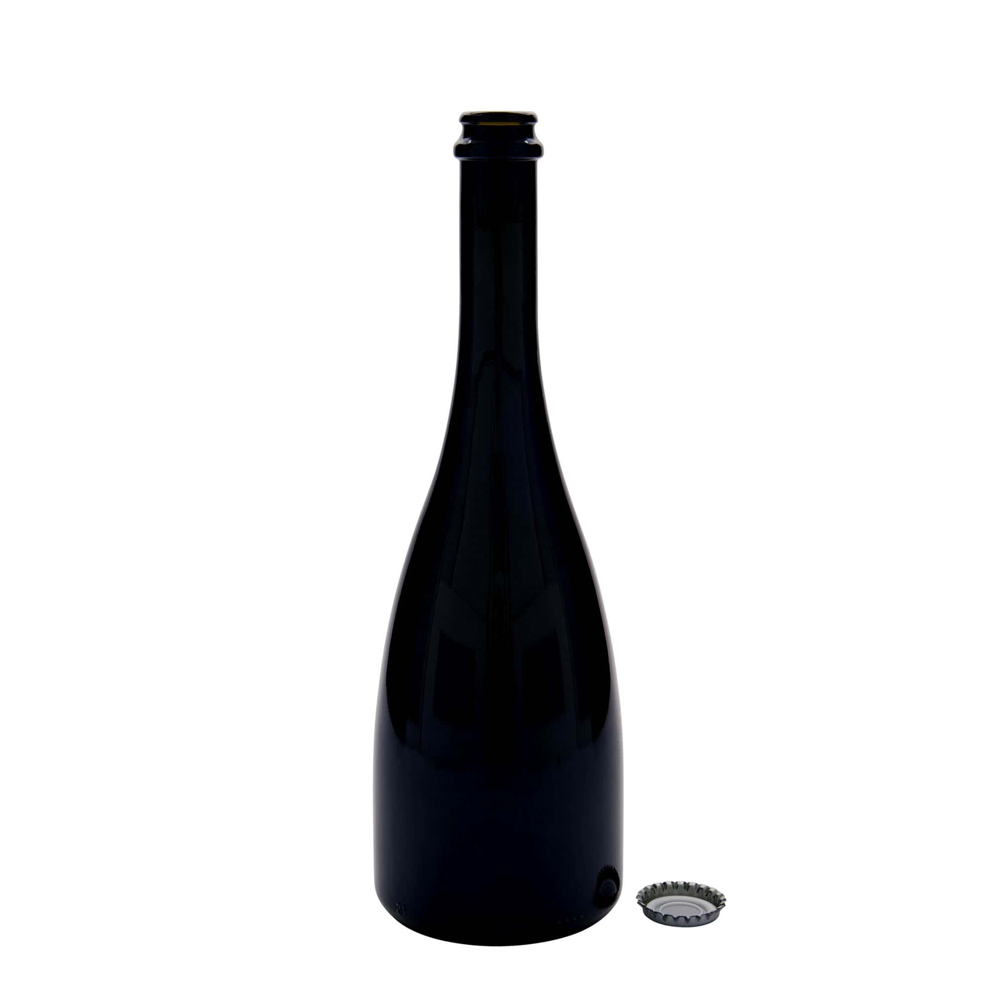 750 ml boca za pivo/šampanjac 'Tosca', staklo, antikno zeleno, otvor: krunski čep