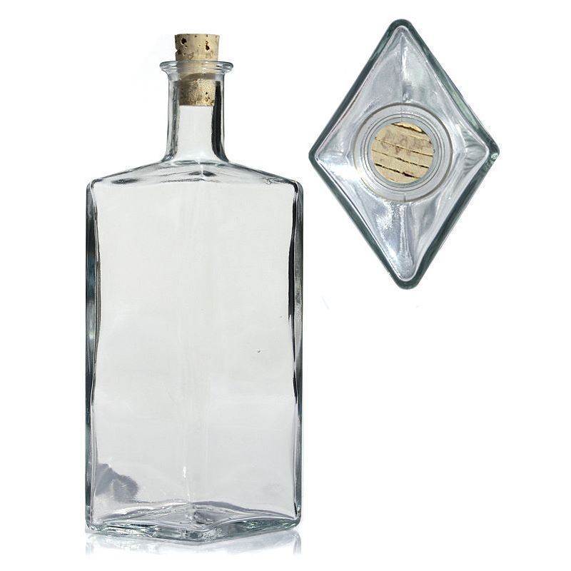500 ml staklena boca 'Riva', romboidnog oblika, grlo: čep 500 ml staklena boca 'Riva', romboidnog oblika, grlo: čep