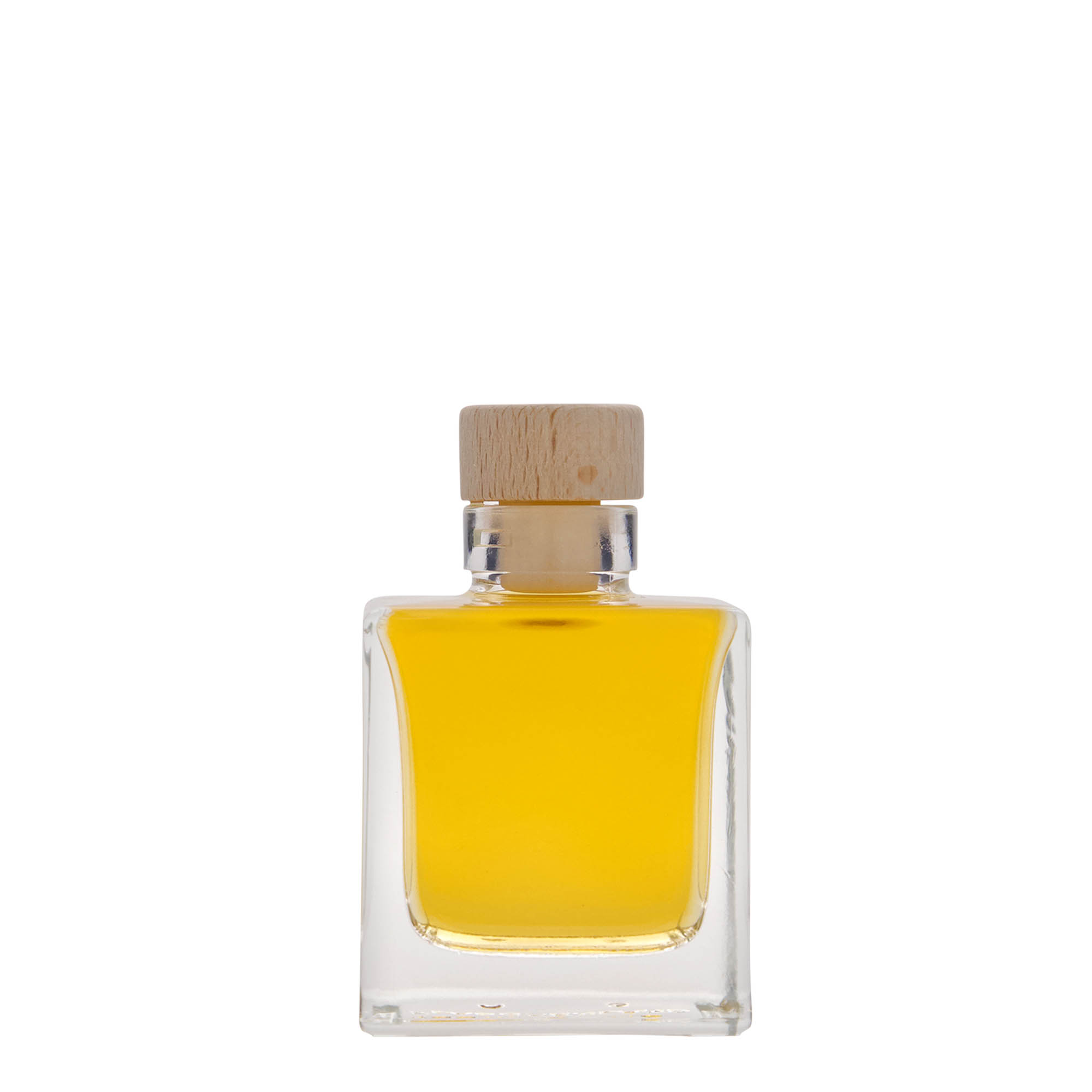100 ml staklena boca „Cube“, kvadratna, grlo: plut