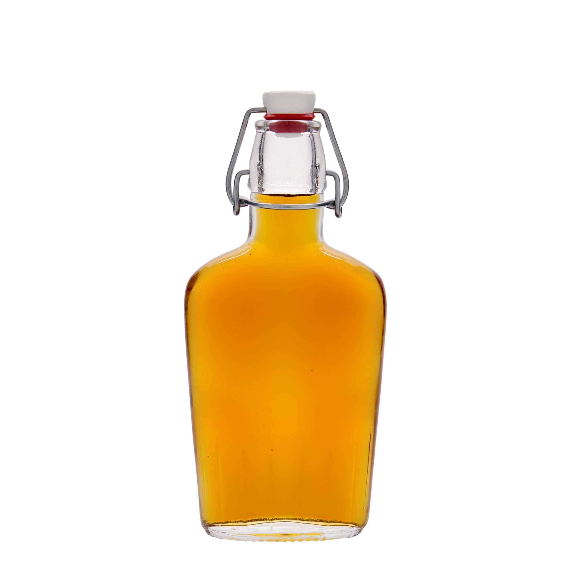 250 ml staklena boca „Fiaschetta“, ovalna, grlo: zatvarač s kopčom