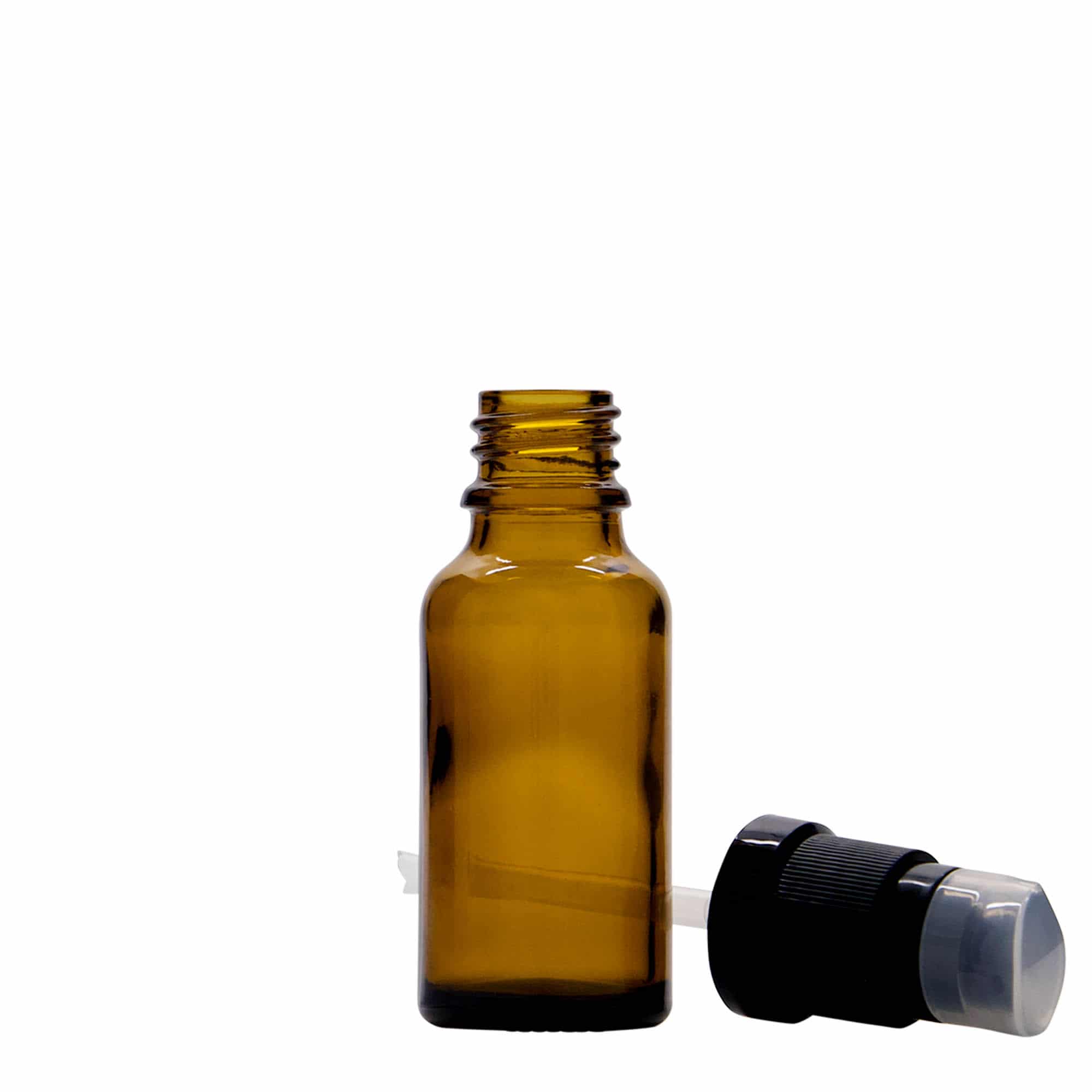 Medicinska flaša sa pumpicom za losion 20 ml, staklo, smeđa, otvor: DIN 18