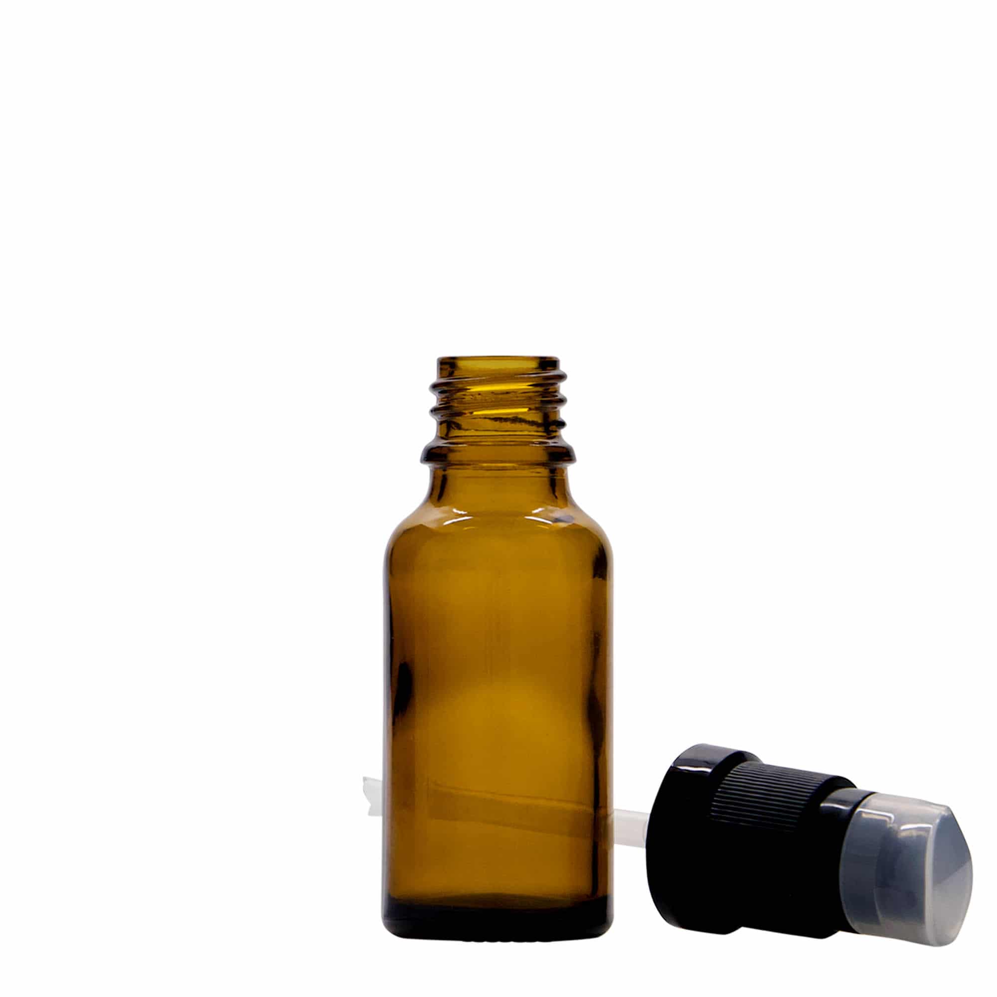 20 ml medicinska bočica sa pumpicom za losion, staklo, smeđa, grlo: DIN 18