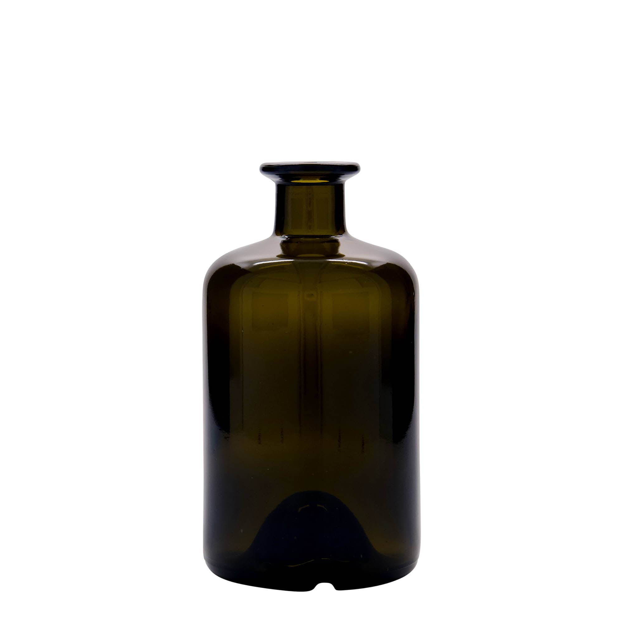 500 ml staklena boca apotekarska, antikno zelena, otvor: pluta