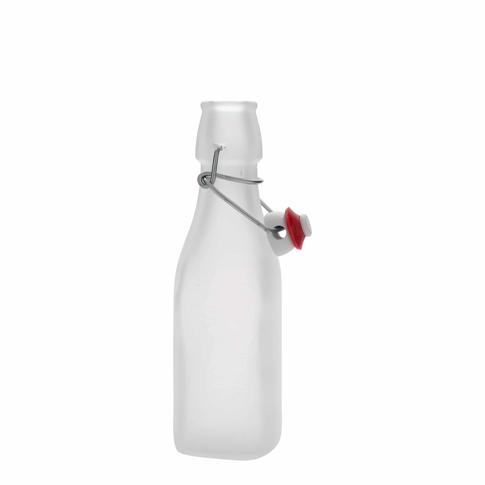 Staklena flaša 250 ml 'Swing, četvrtasta, bijela, otvor: Zatvarač sa žicom