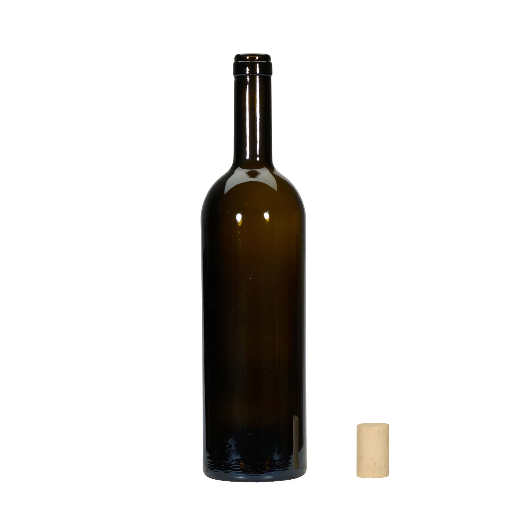 750 ml vinska boca 'Golia', antikno zelena, grlo: pluta