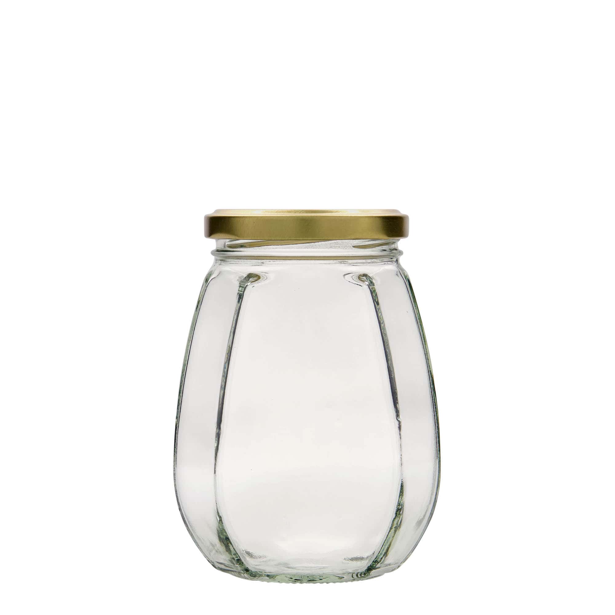 Ukrasna staklenka 385 ml, šestougla, otvor: Twist-Off (TO 63)