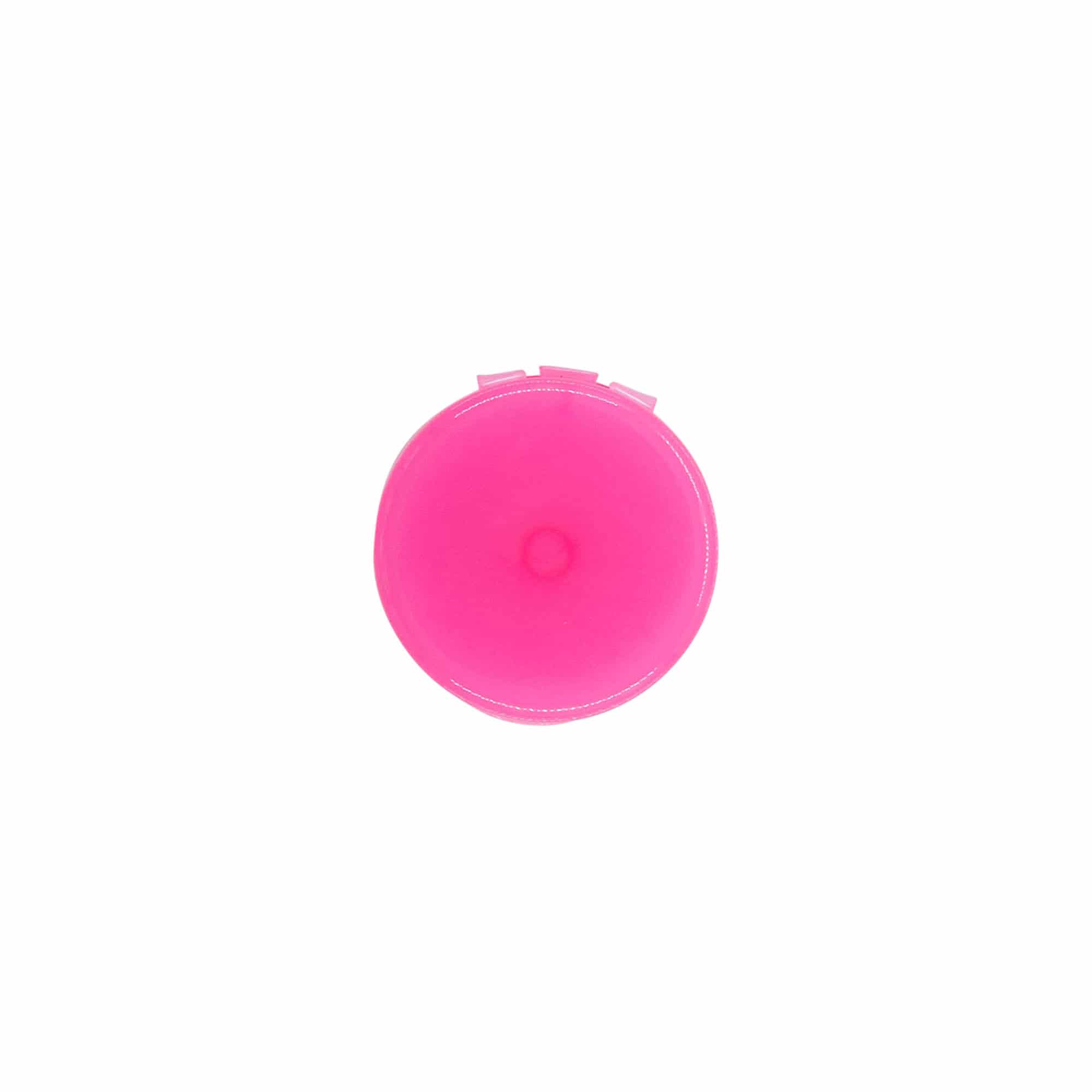 Navojni poklopac s preklopnom šarkom, PP-plastika, roze, za grlo: 24/410