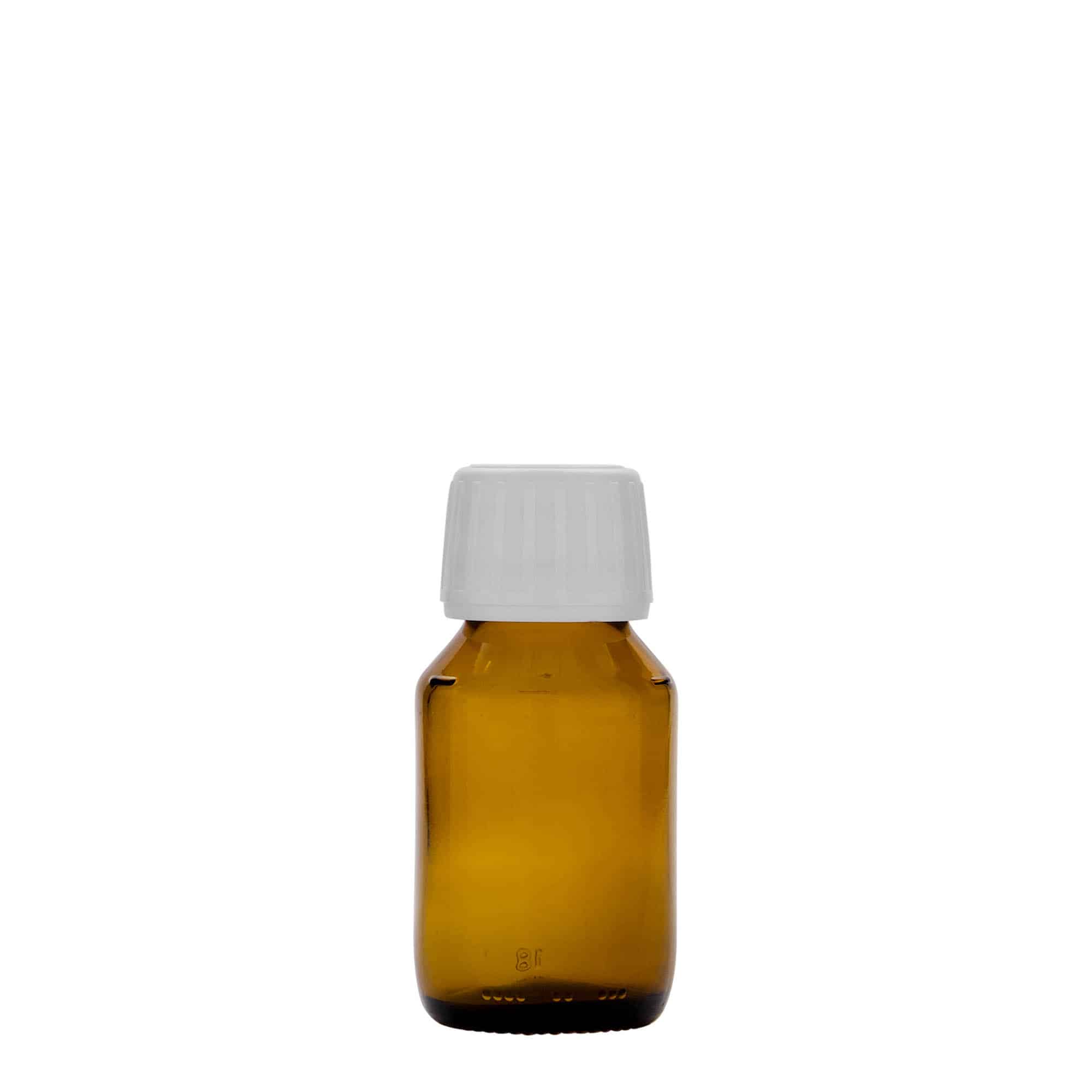 Medicinska flaša 50 ml, smeđa, staklo, otvor: PP 28