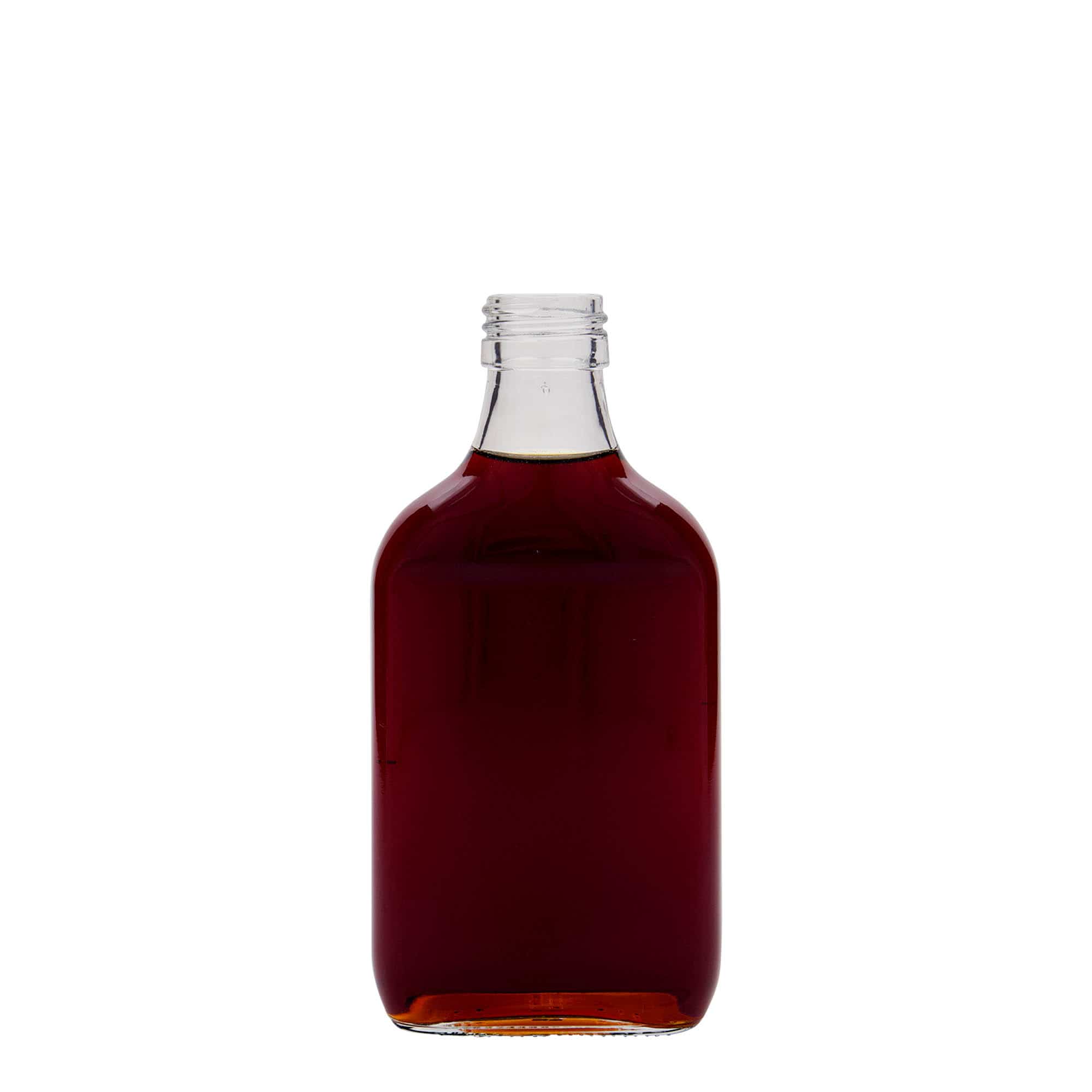 Džepna flaša 200 ml, kvadratna, staklo, otvor: PP 28