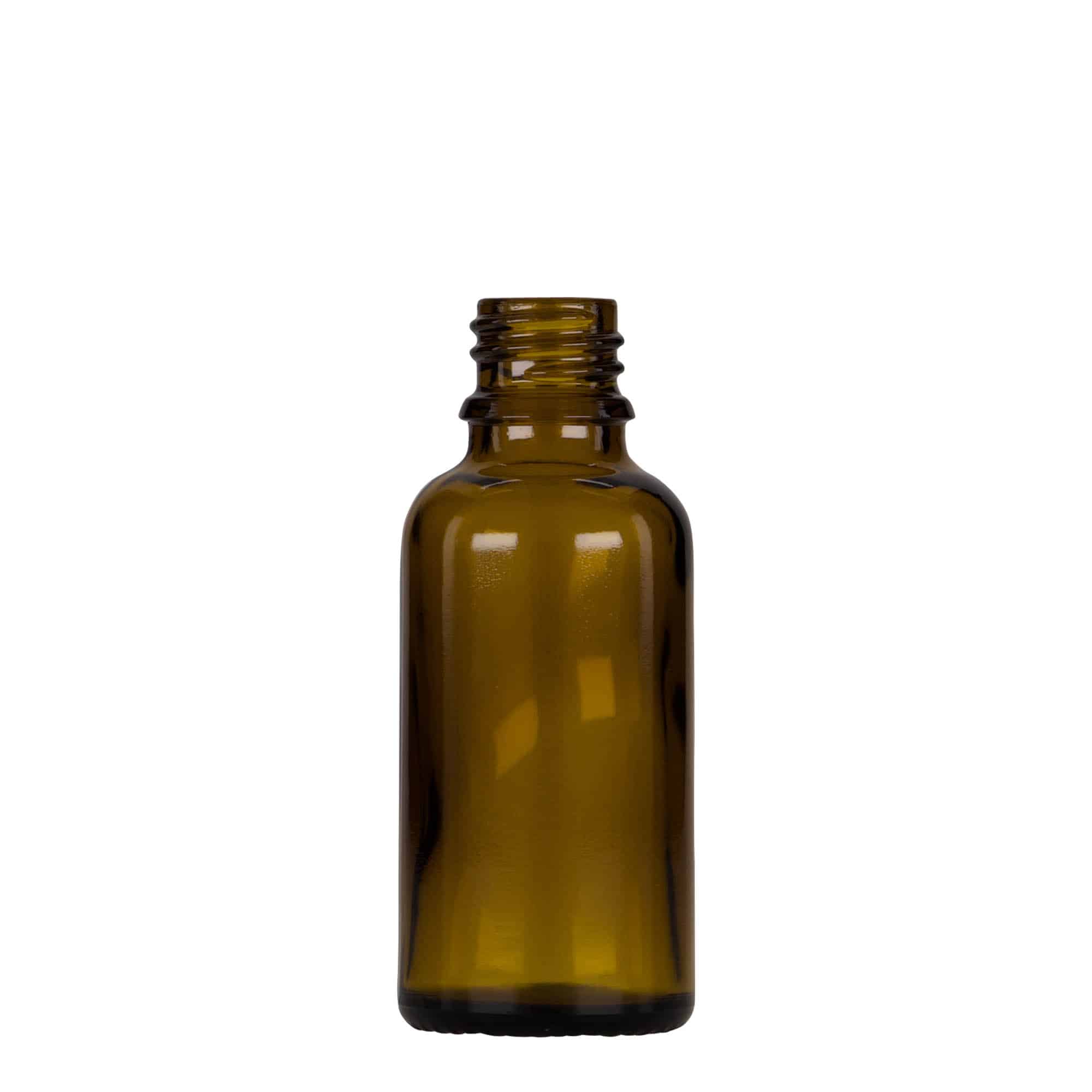 Medicinska flaša sa pipetom 30 ml, staklo, smeđe-crna, otvor: DIN 18
