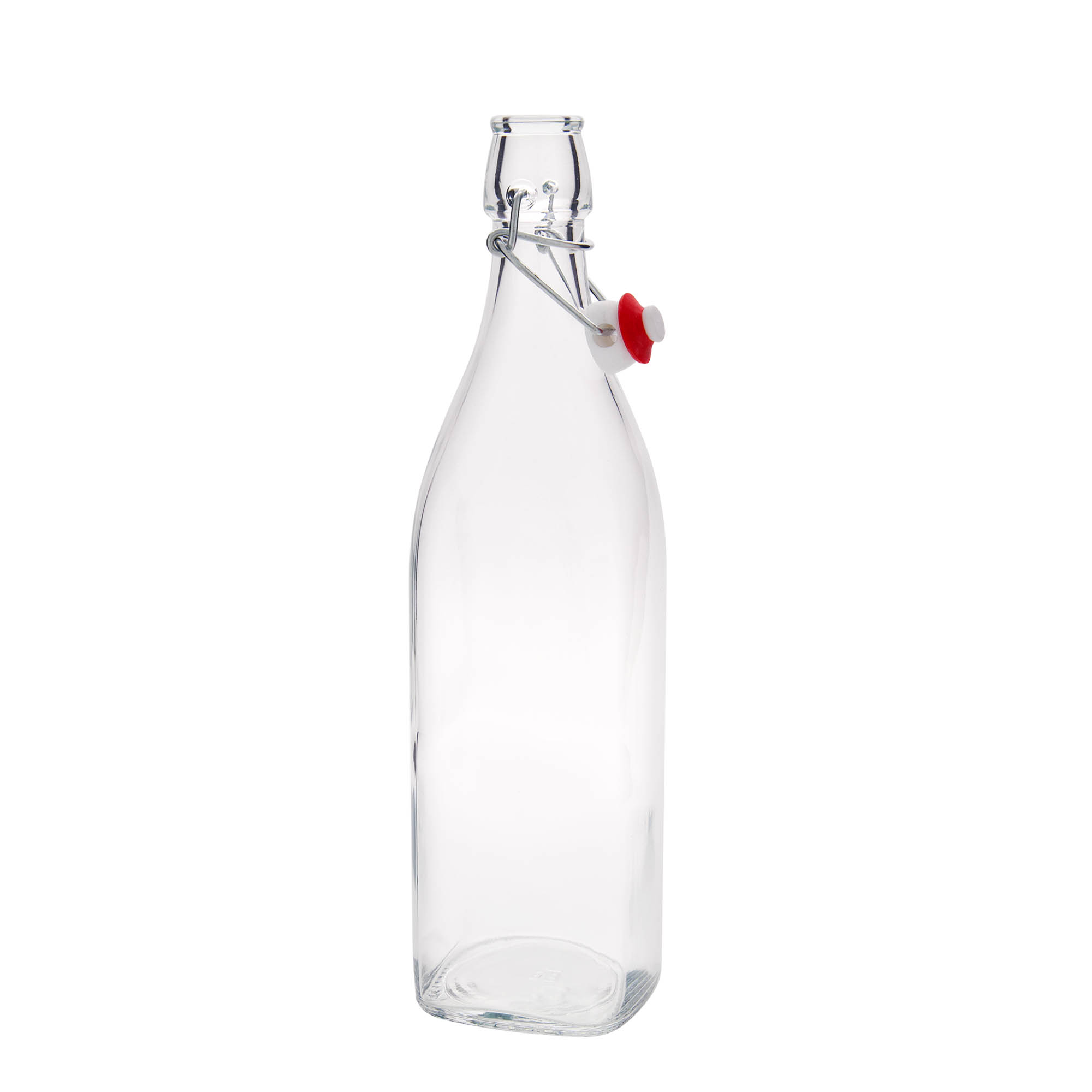 1.000 ml staklena boca „Swing, kvadratna, grlo: zatvarač sa kopčom“