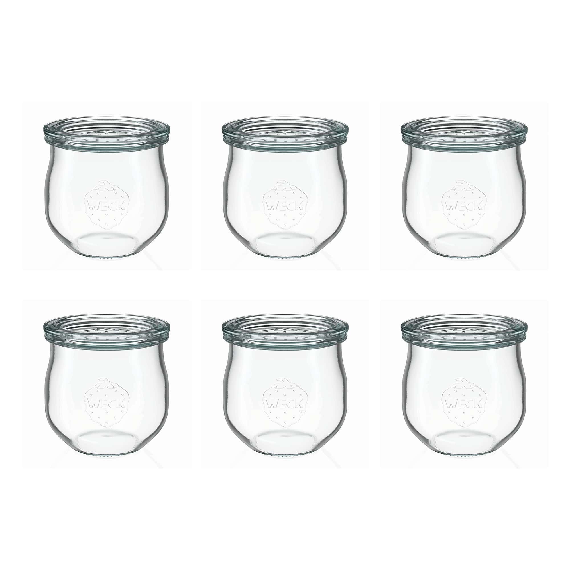 6x 370 ml WECK staklo u obliku tulipana sa staklenim poklopcem RR 80