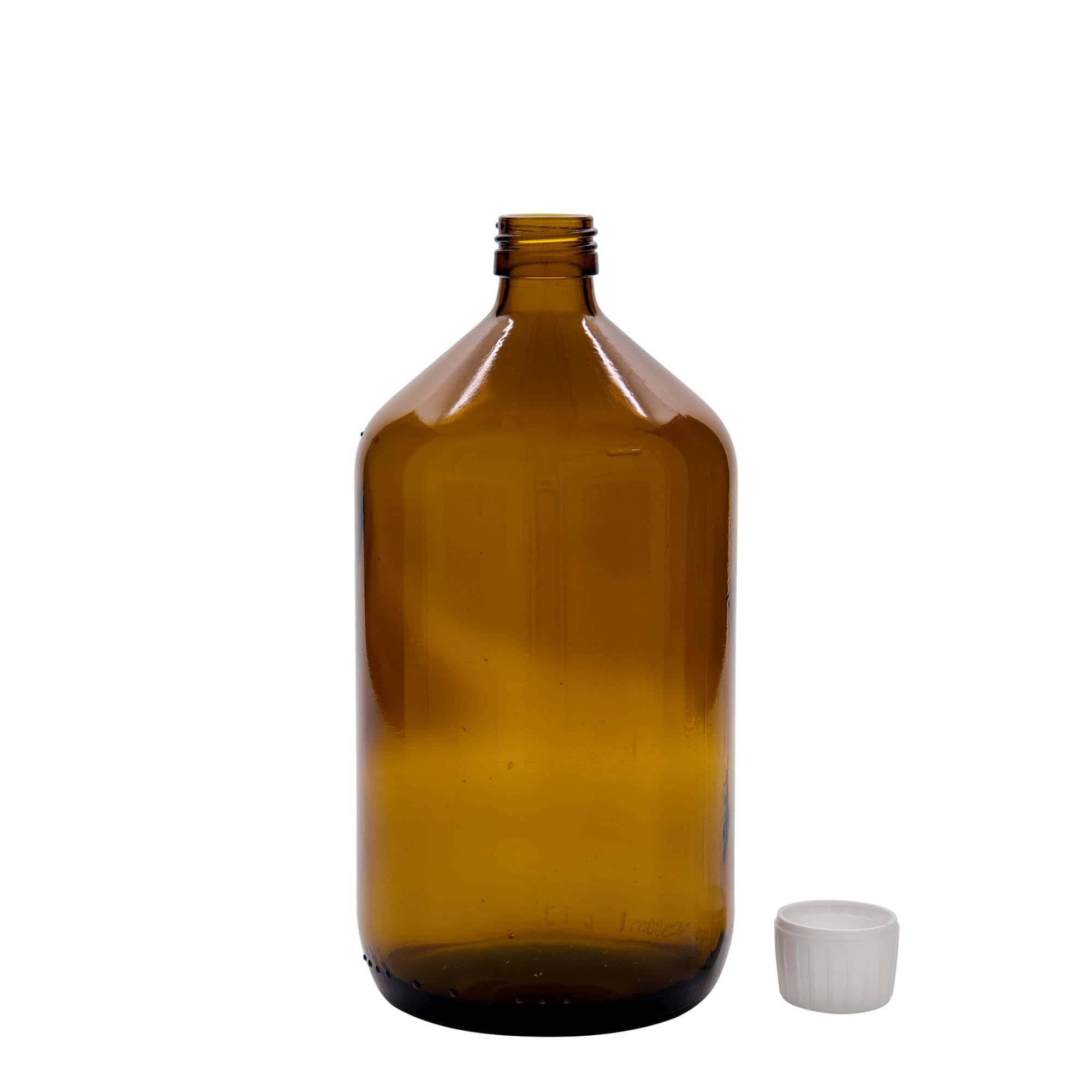 1.000 ml medicinska boca, smeđa, staklo, grlo: PP 28