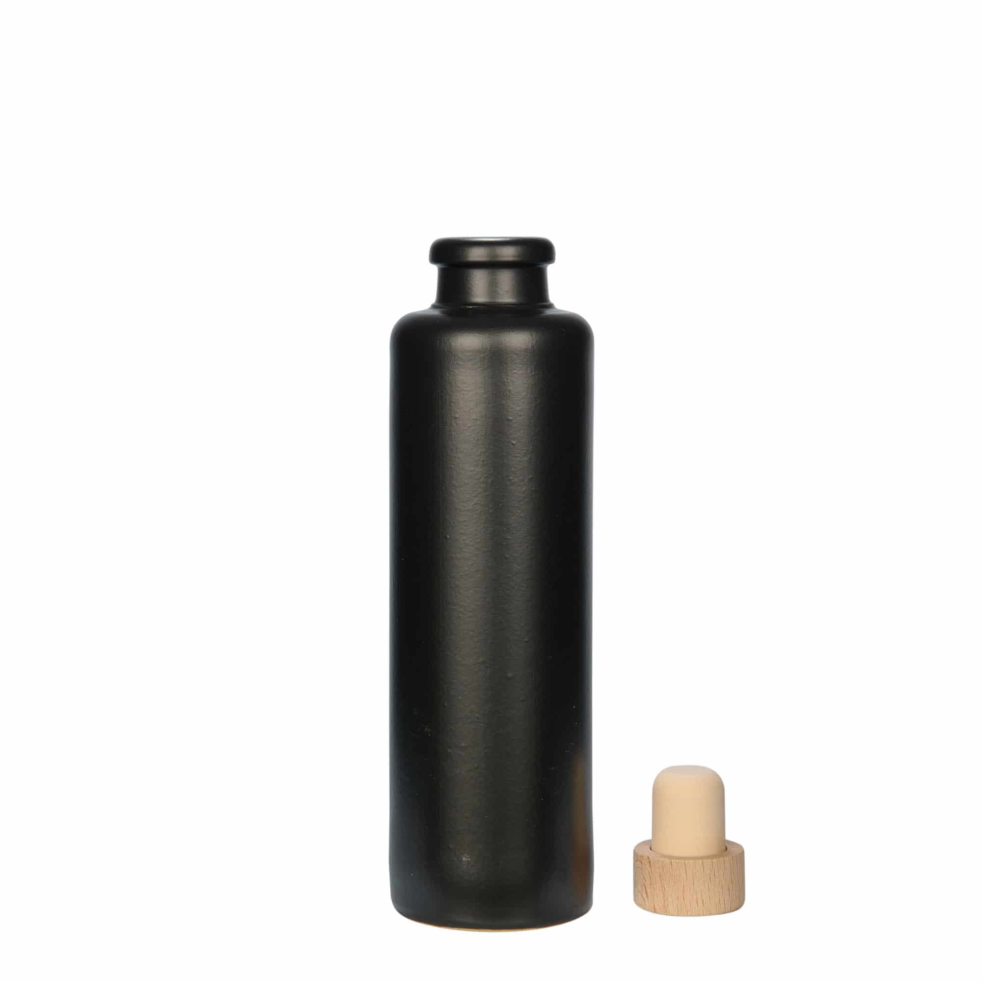 200 ml vrč za glinu, kamenina, crni, otvor: pluta