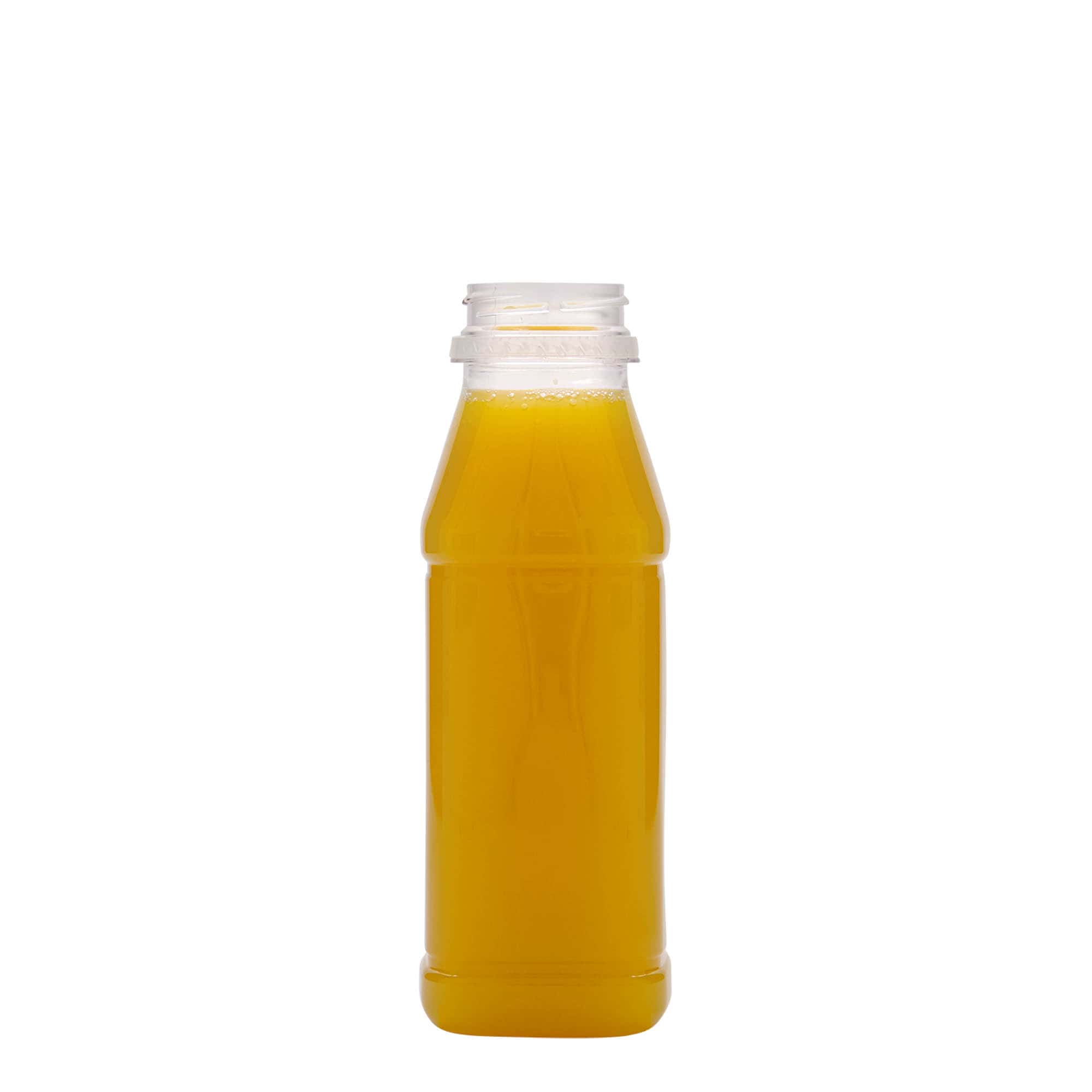 330 ml PET boca „Milk and Juice Carré“, kvadratna, plastika, grlo: 38 mm