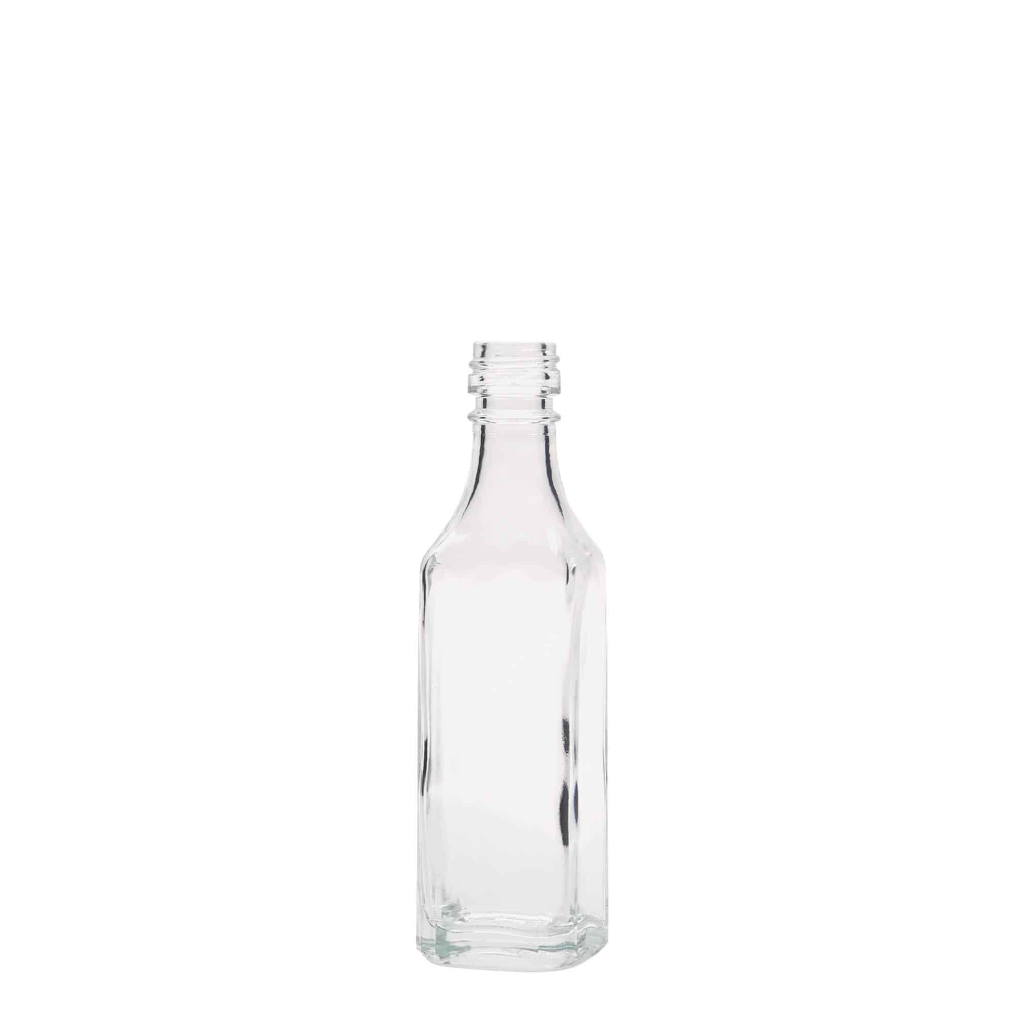 Staklena flaša 50 ml 'Siena', kvadratna, otvor: PP 18