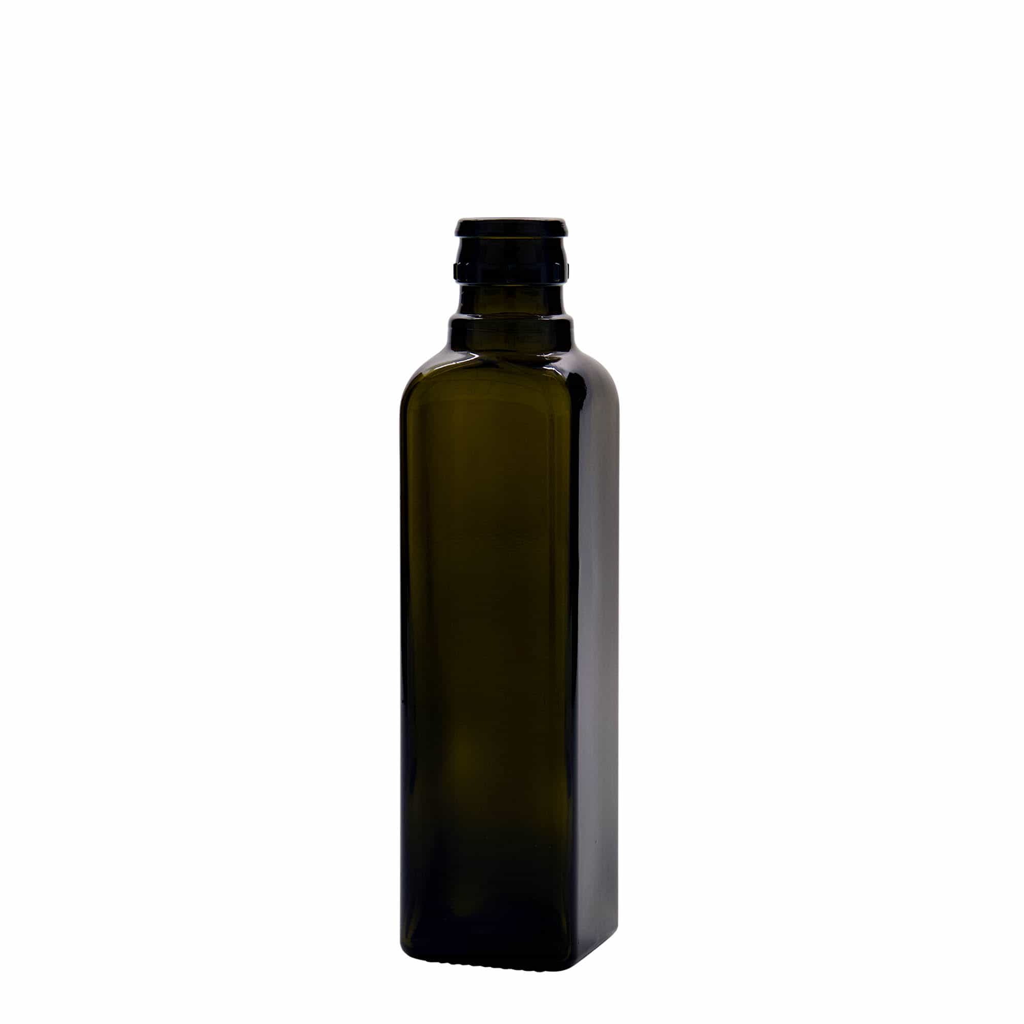 Flaša za sirće/ulje 250 ml 'Quadra', staklo, kvadratna, antikno zelena, otvor: DOP