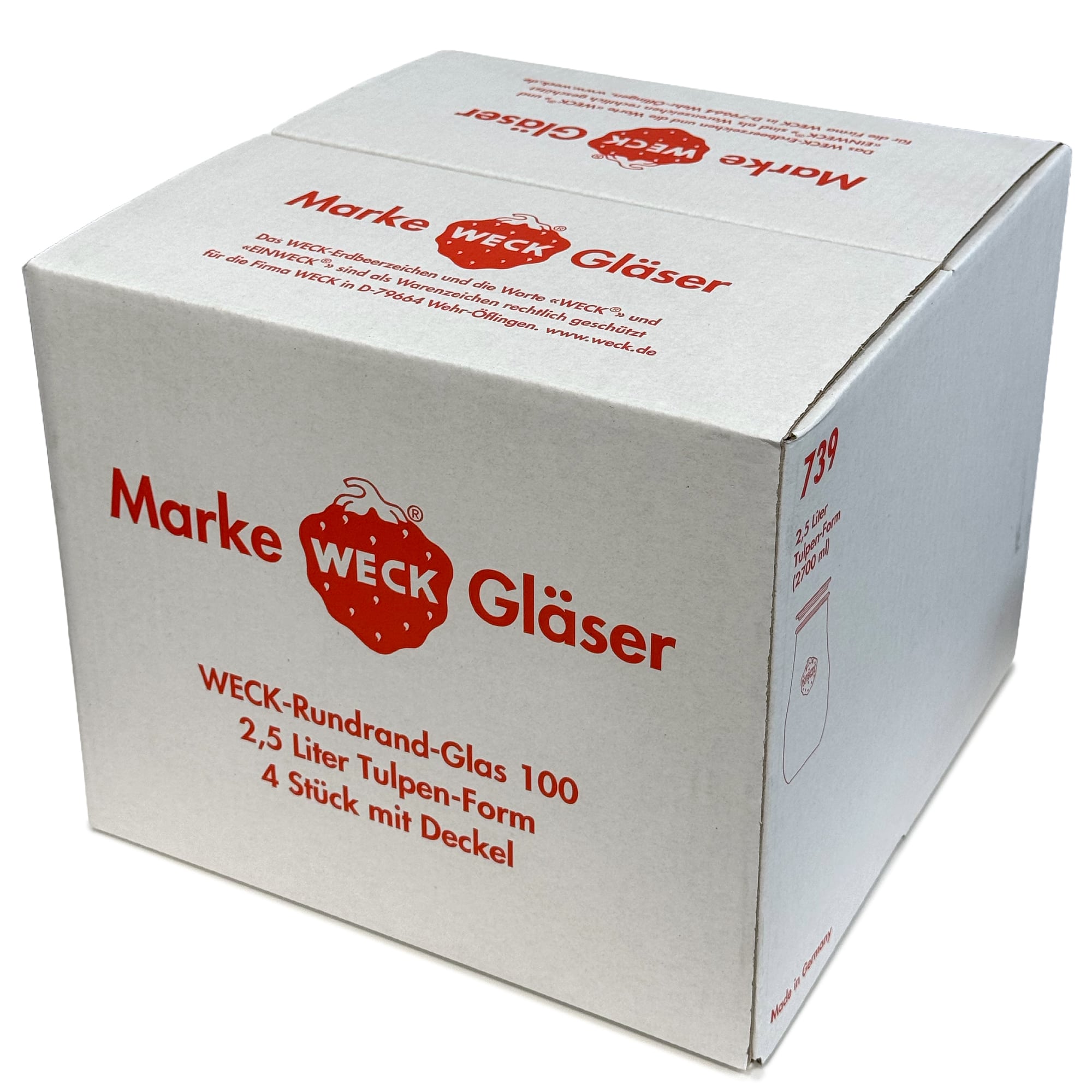 4x 2700 ml WECK staklo u obliku tulipana sa staklenim poklopcem RR 100