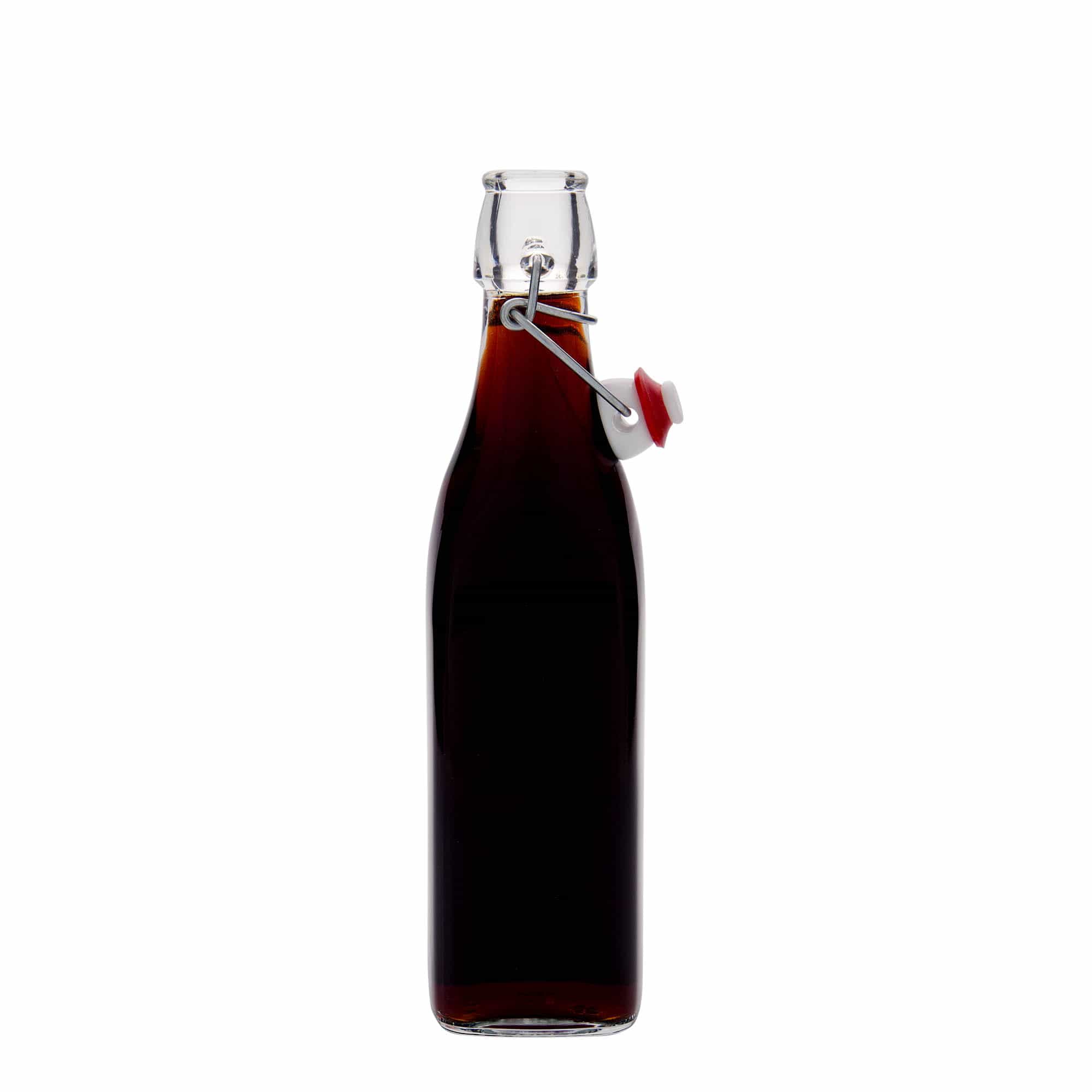 500 ml staklena boca „Swing, kvadratna, grlo: zatvarač s kopčom“