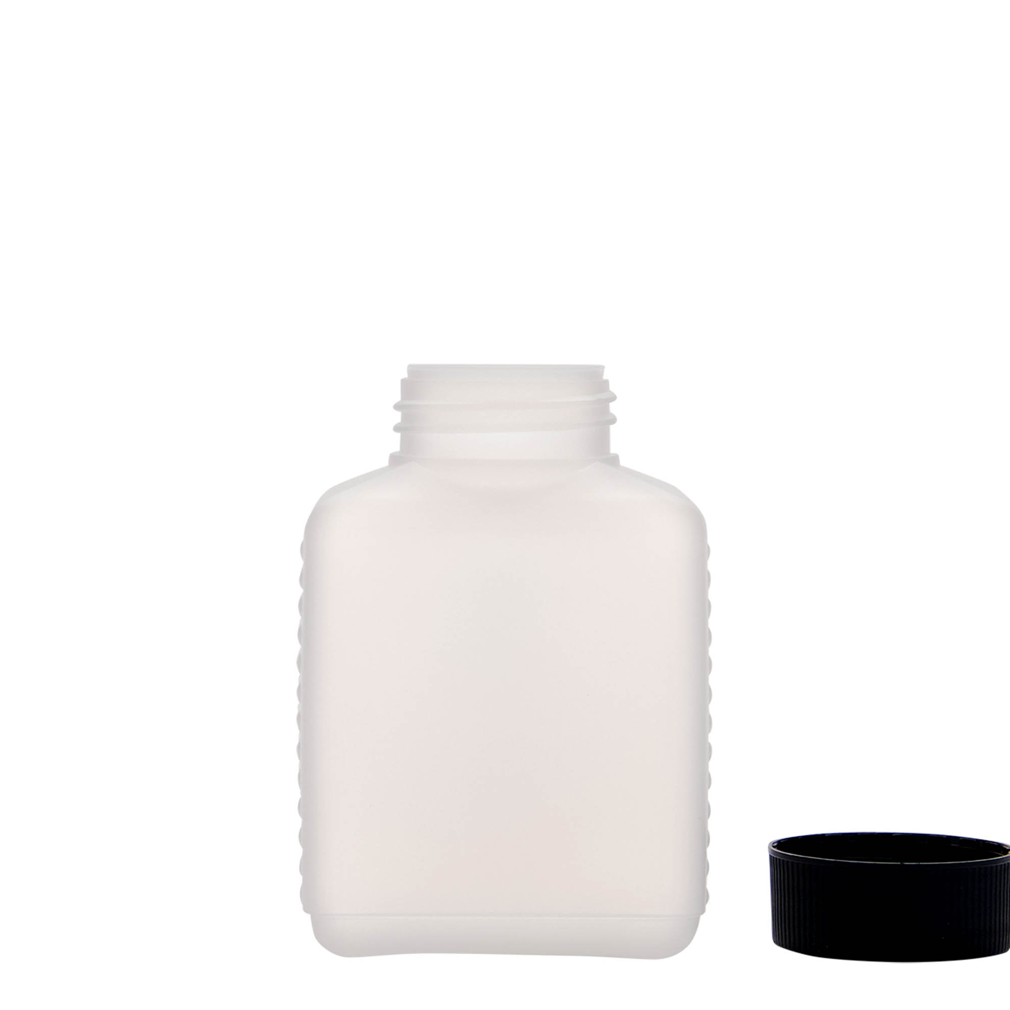 250 ml boca širokog grla, pravougaona, HDPE plastika, prirodna, grlo: DIN 40 EPE