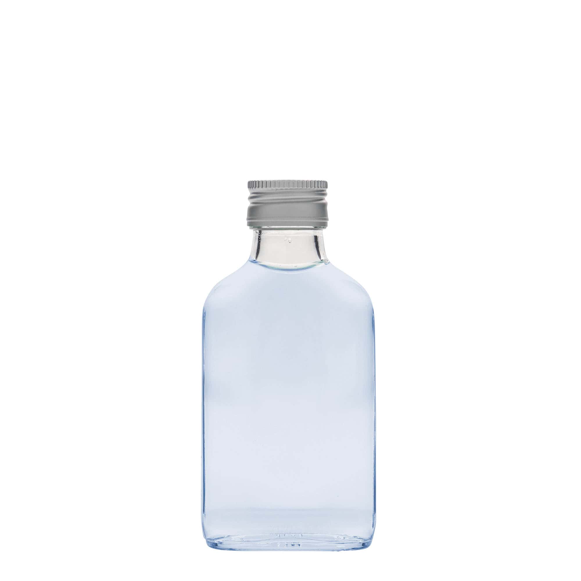 100 ml bočica za džep, pravougaona, staklo, grlo: PP 28