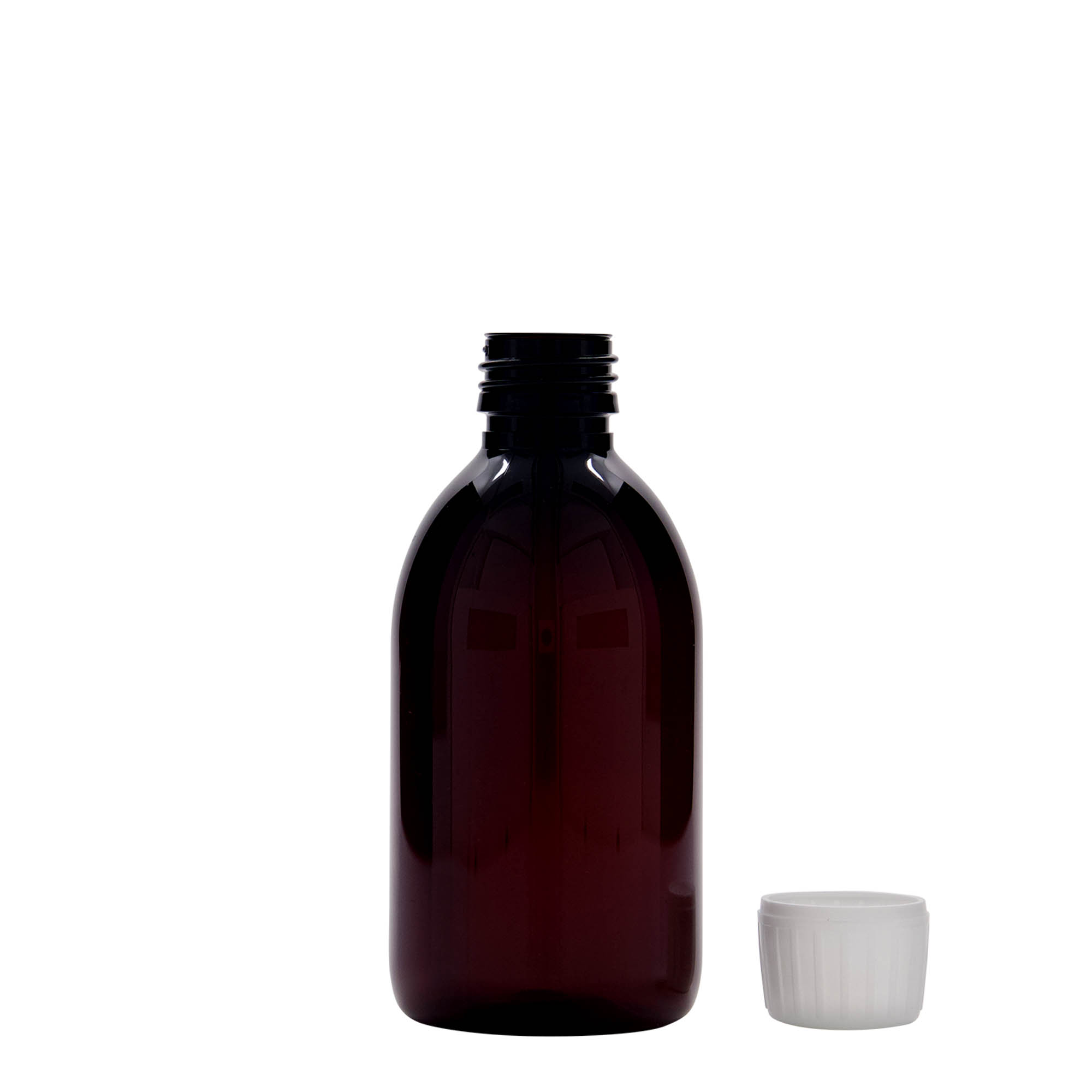 250 ml PET-medicinska boca, smeđa, plastika, grlo: PP 28