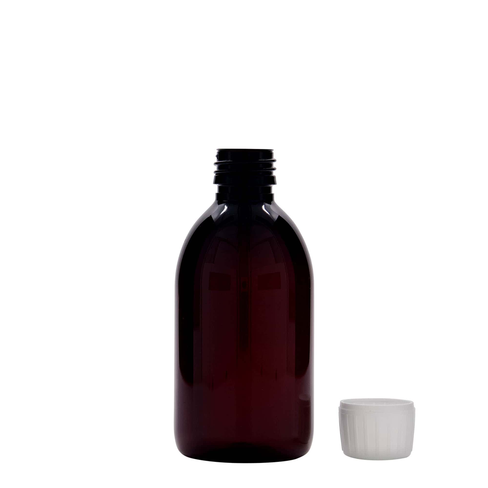 250 ml PET-medicinska boca, smeđa, plastika, grlo: PP 28