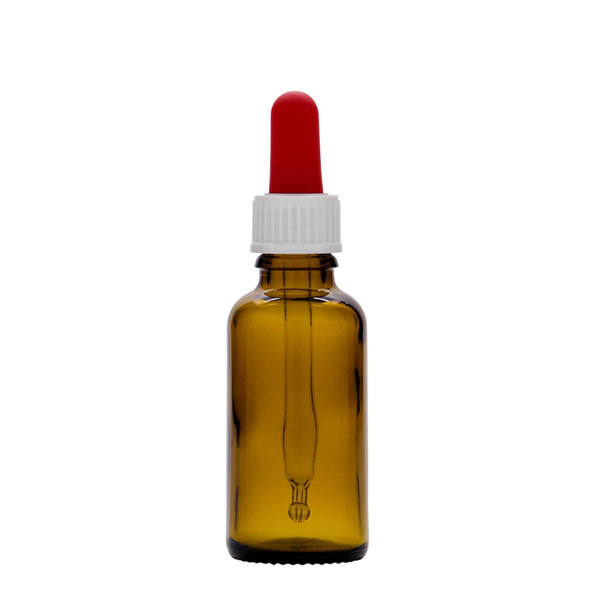 Medicinska flaša sa pipetom 30 ml, staklo, smeđa, otvor: DIN 18