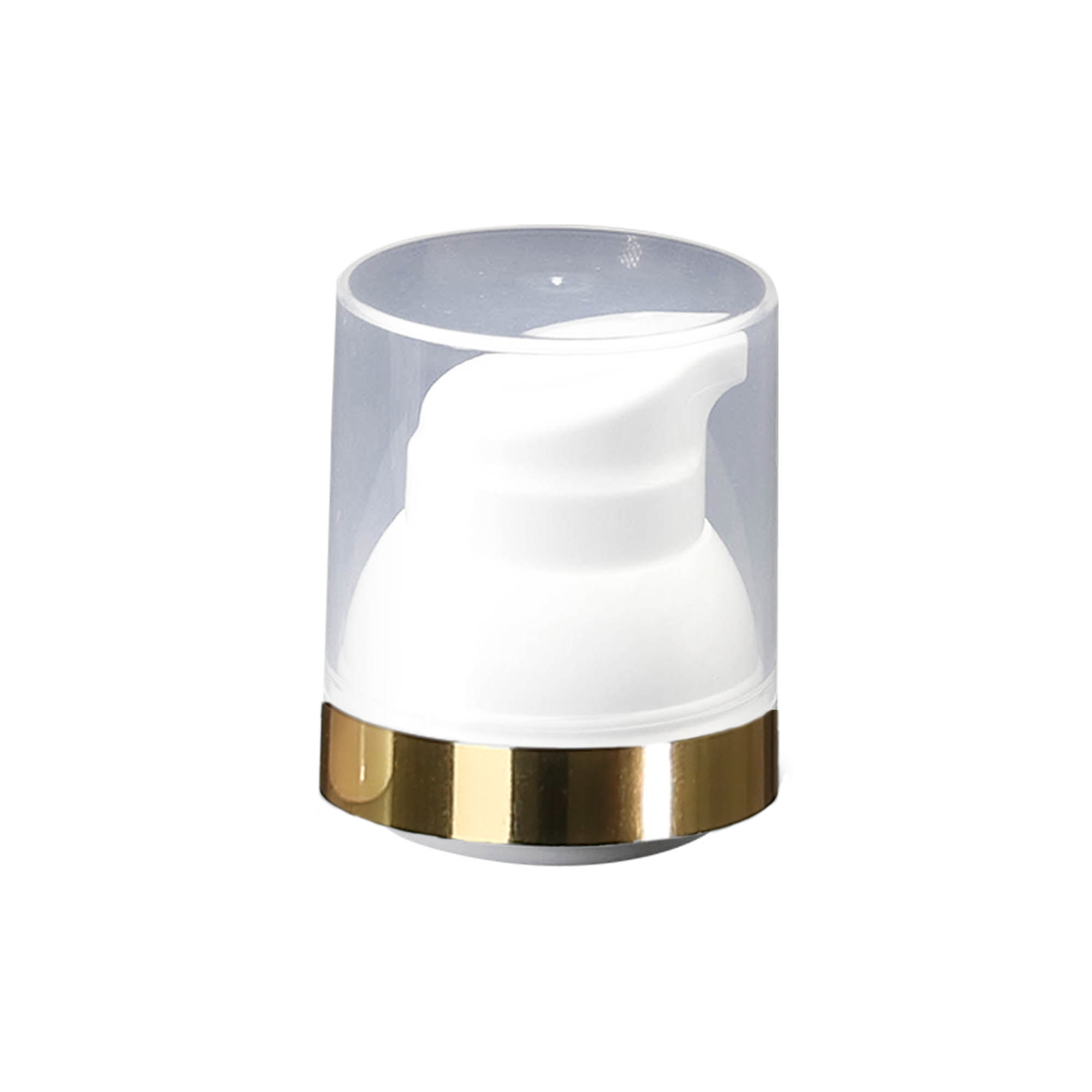 Airless dozer pumpa „Mezzo“, tip D, PP plastika, bijela sa zlatnim rubom i prozirnim poklopcem