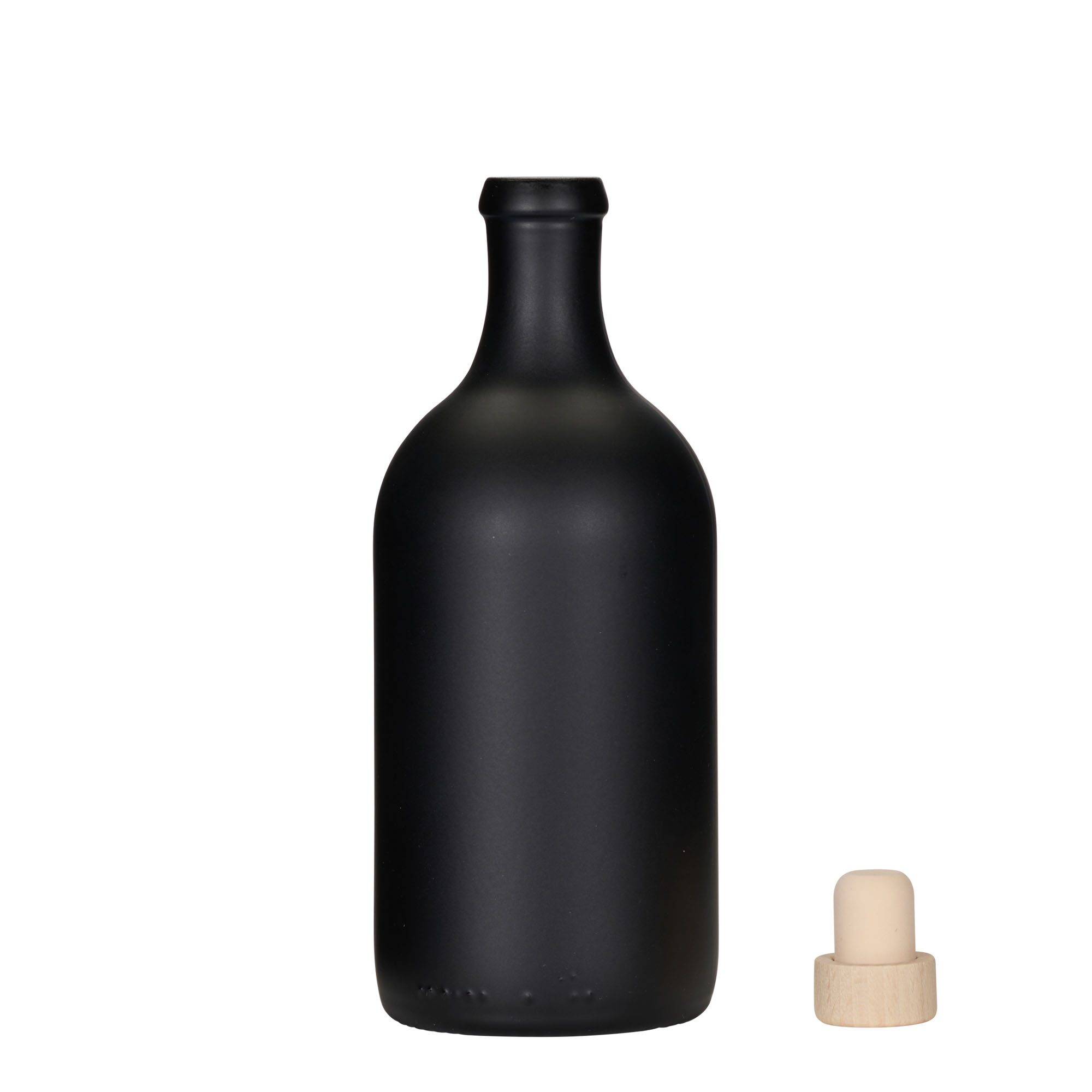 500 ml staklena boca 'Ginevra Leggera', crna, grlo: čep