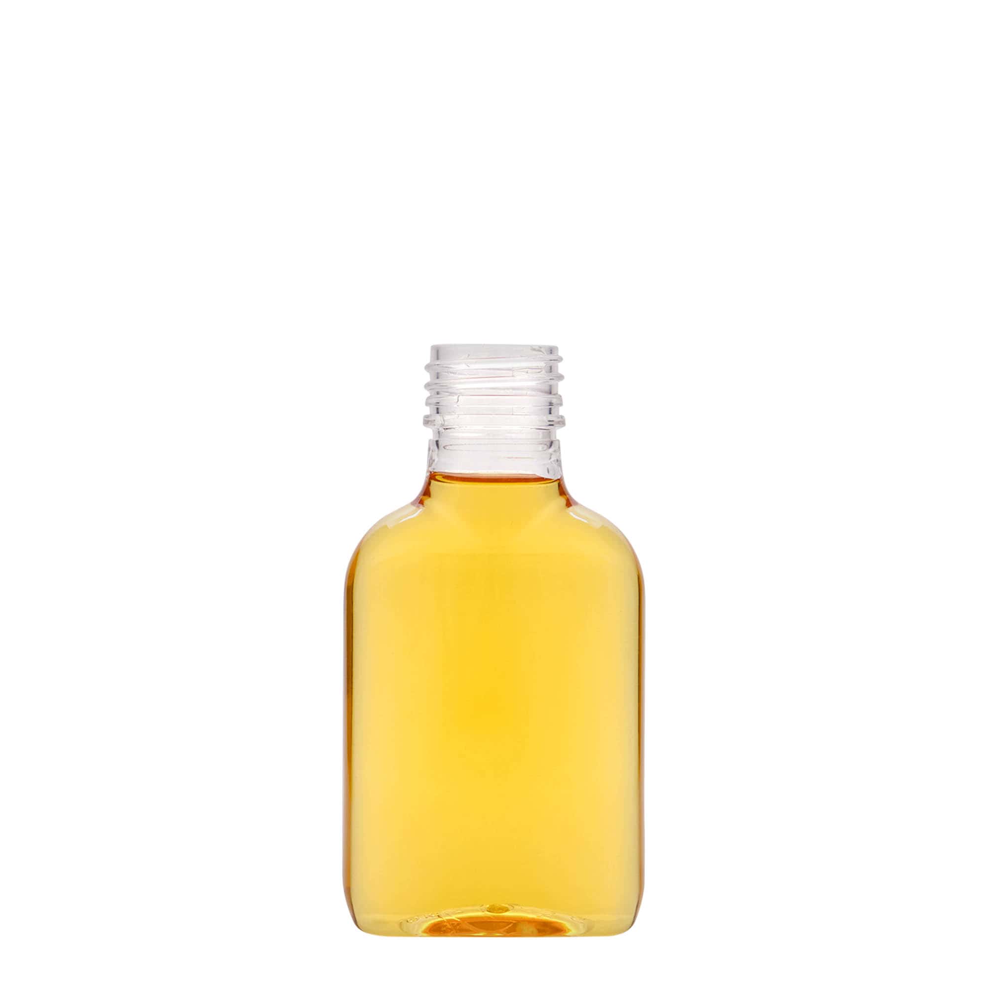 100 ml džepna bočica, ovalna, PET plastika, grlo: PP 28