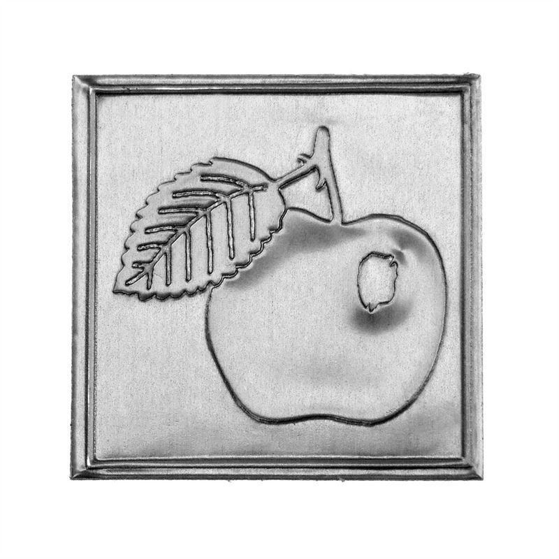 Olovna etiketa „Jabuka“, kvadratna, metal, srebrna