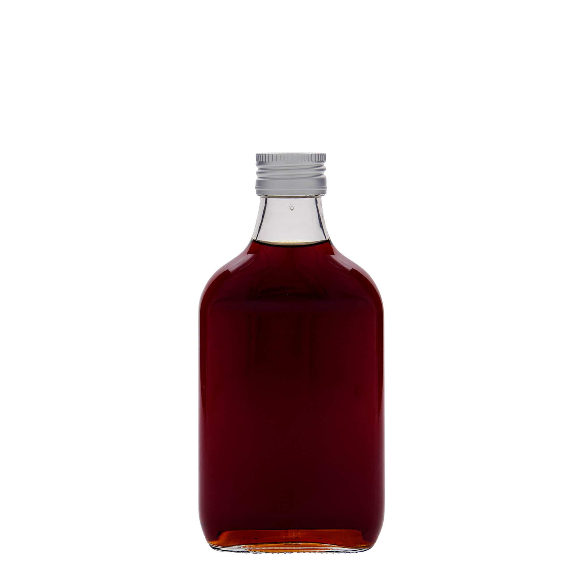 Džepna flaša 200 ml, kvadratna, staklo, otvor: PP 28