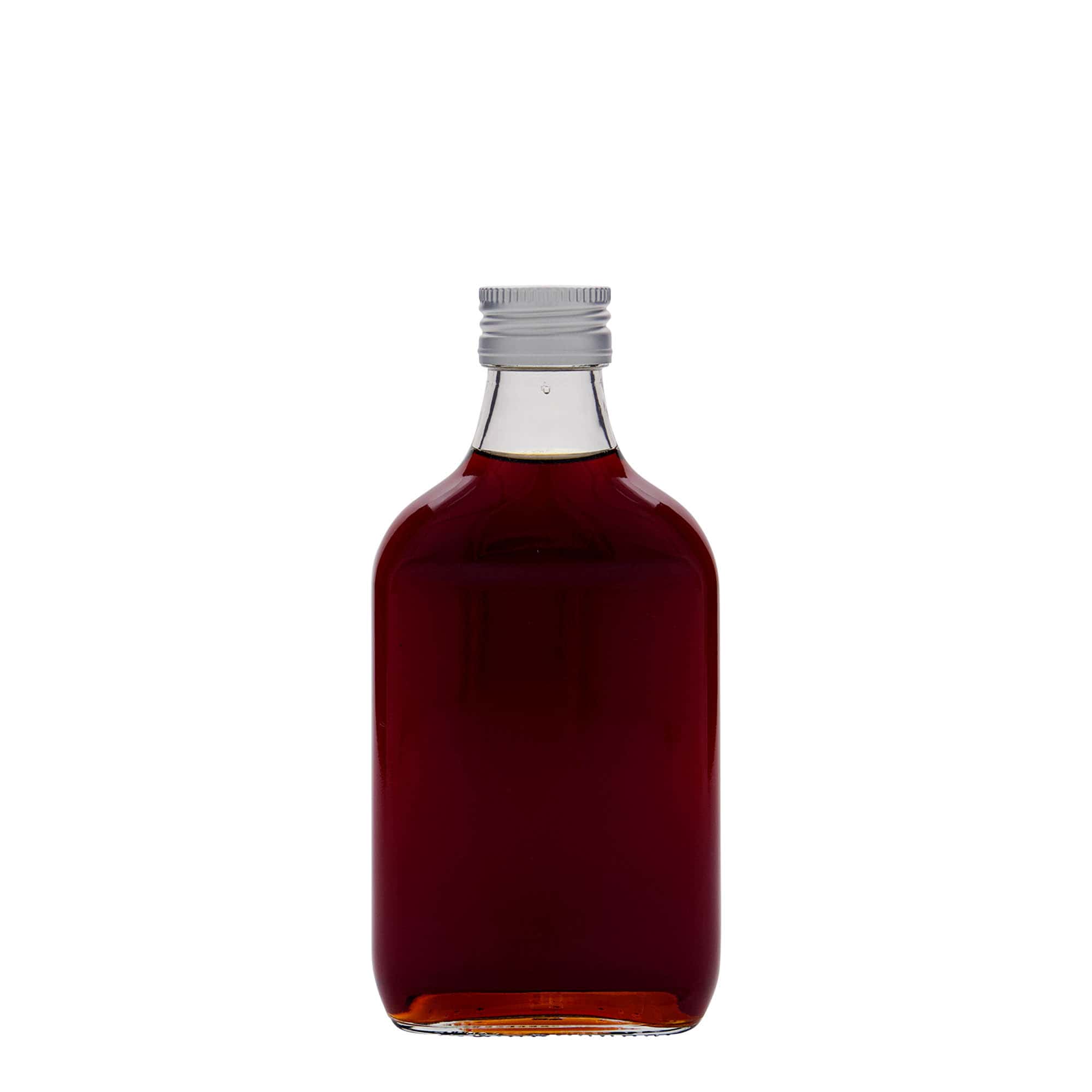 200 ml bočica za džep, pravougaona, staklo, grlo: PP 28