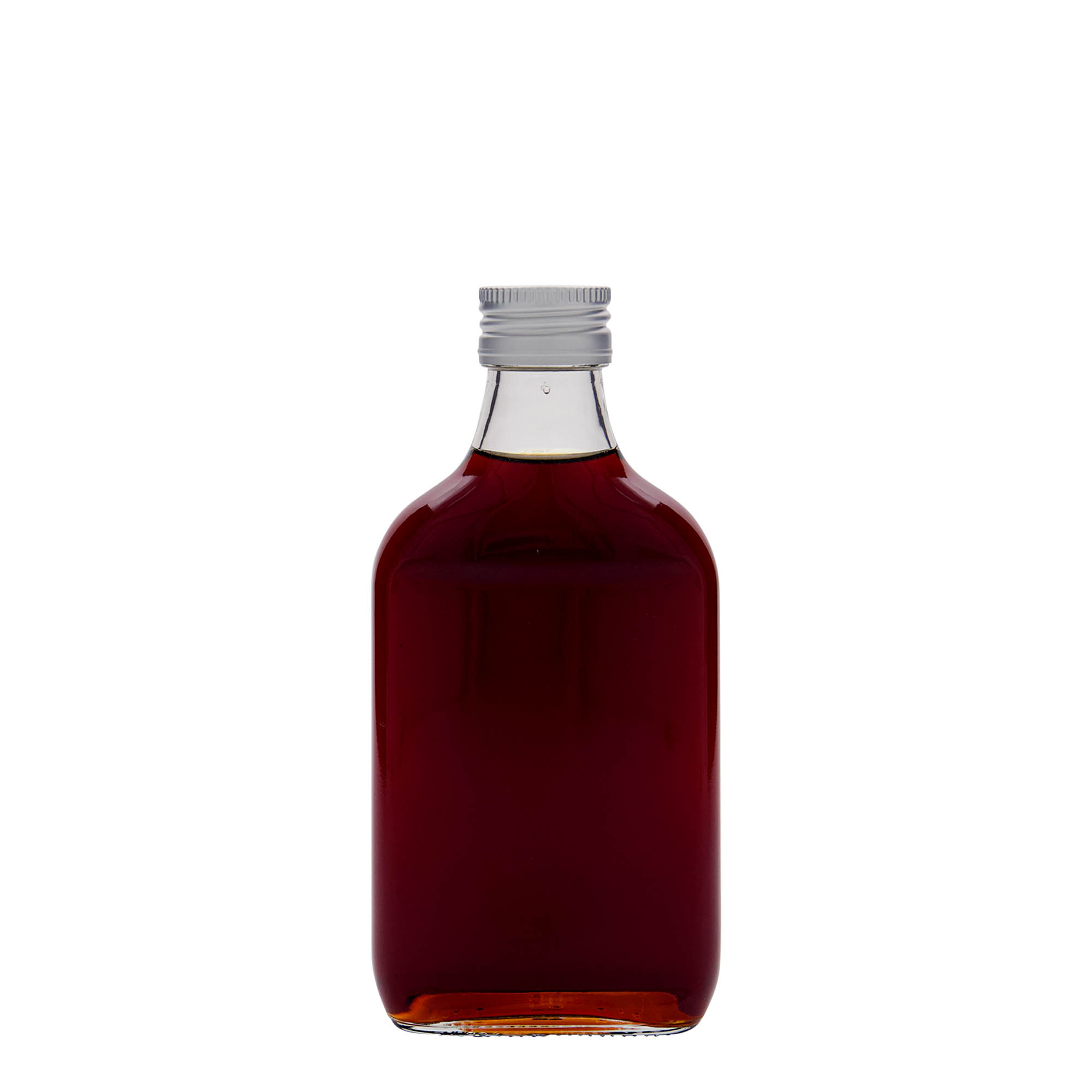 200 ml bočica za džep, pravougaona, staklo, grlo: PP 28 200 ml bočica za džep, pravougaona, staklo, grlo: PP 28
