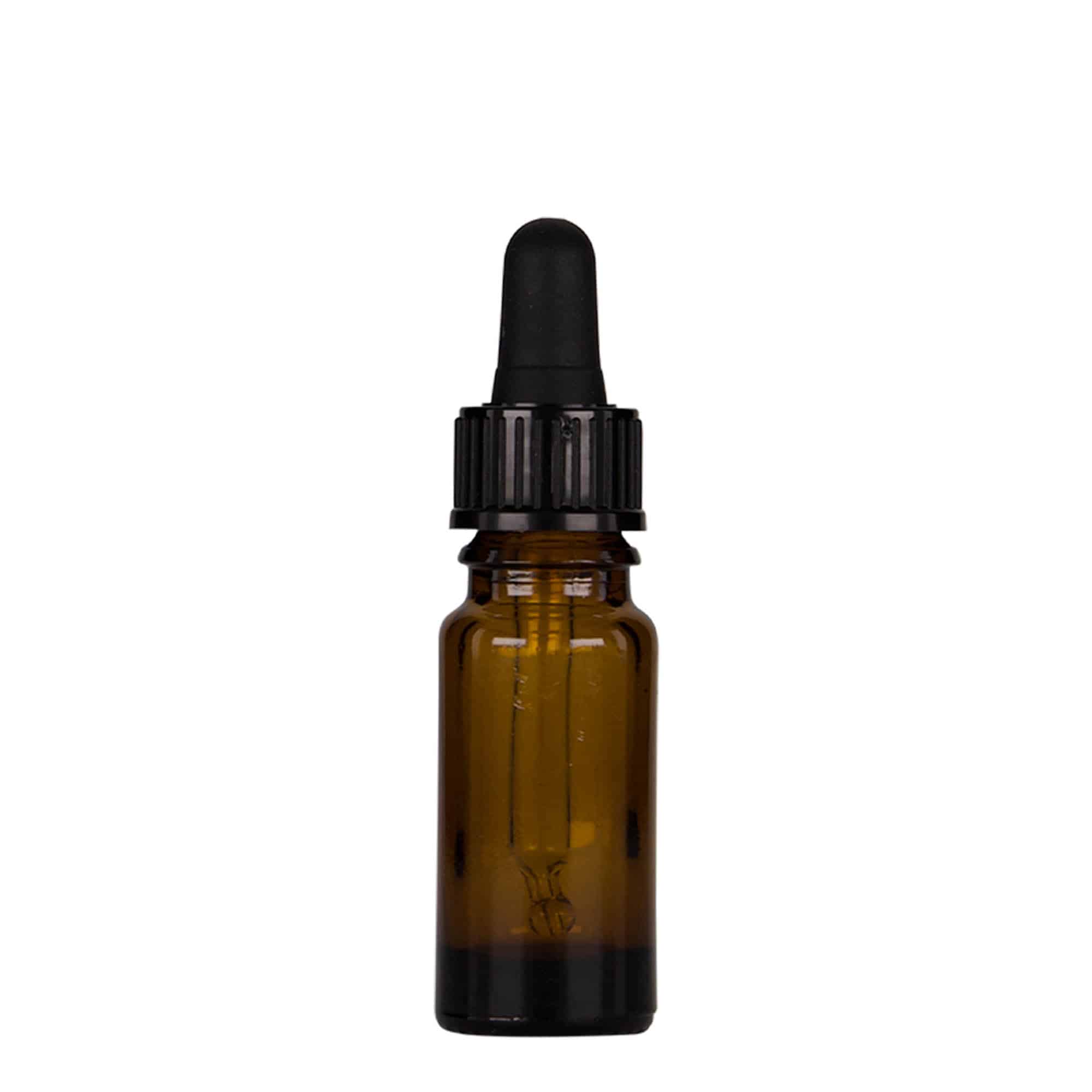 Medicinska flaša sa pipetom 10 ml, staklo, smeđe-crna, otvor: DIN 18