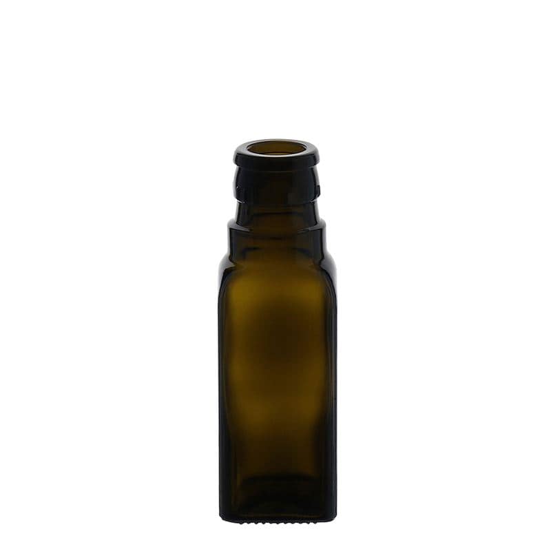 Flaša za sirće/ulje 100 ml 'Quadra', staklo, kvadratna, antikno zelena, otvor: DOP