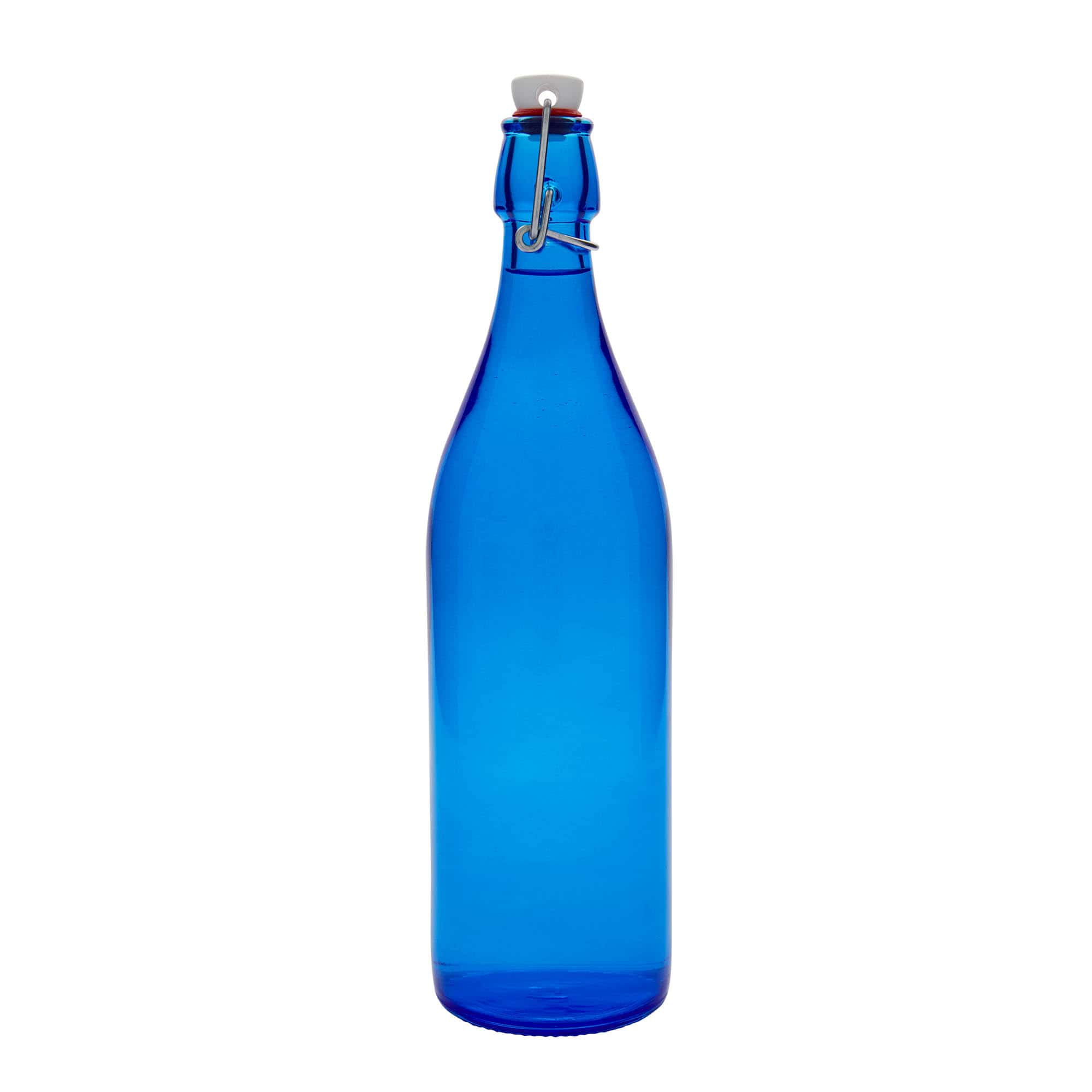 1.000 ml staklena boca 'Giara', plava, grlo: zatvarač sa kopčom