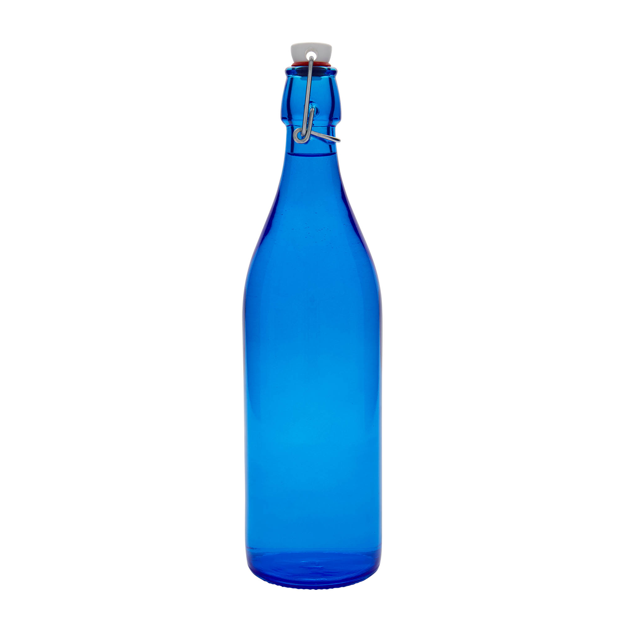 1.000 ml staklena boca „Giara“, plava, grlo: zatvarač sa kopčom