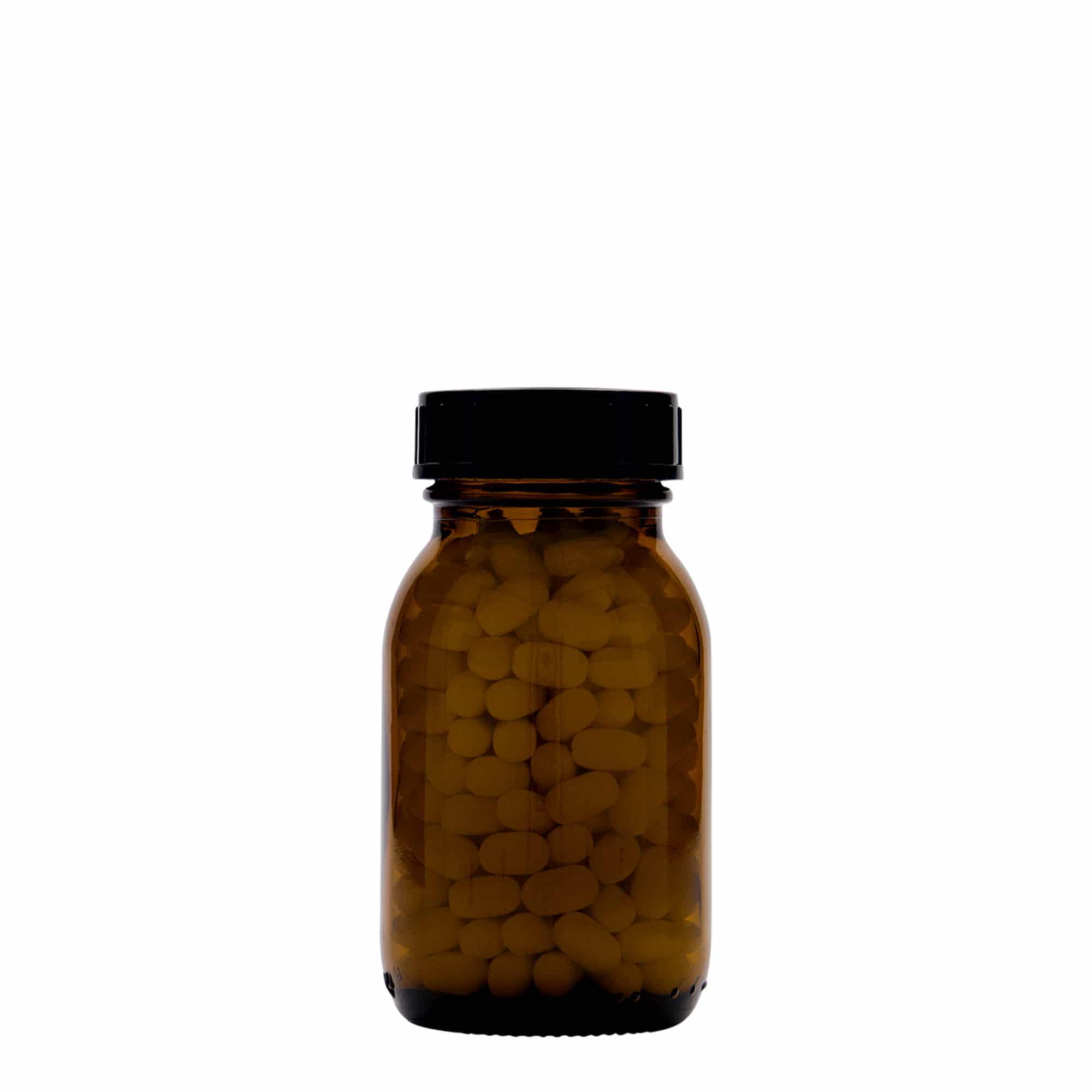125 ml širokogrlo staklo, smeđe, otvor: DIN 40